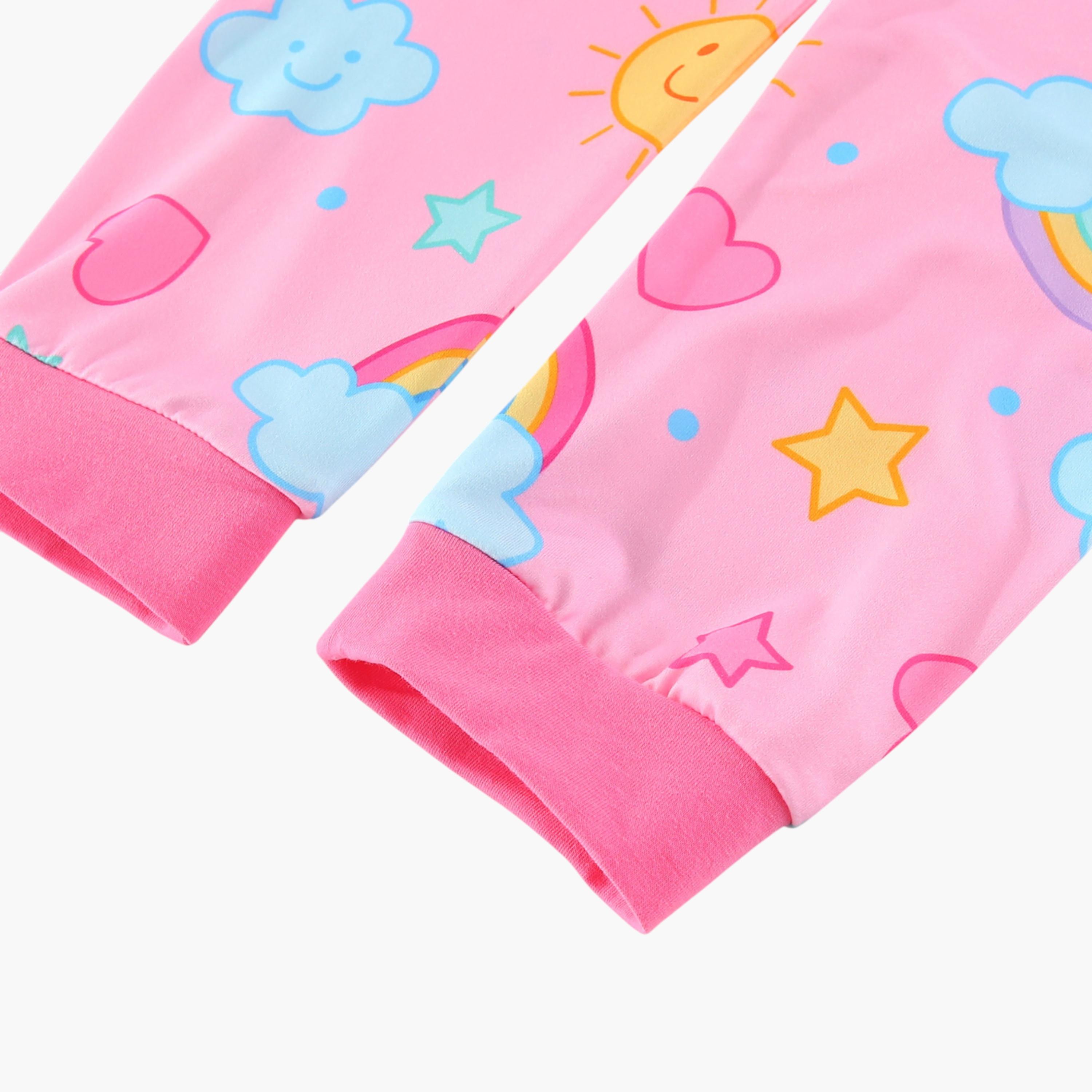 Babyqlo 2-Piece Rainbow and Clouds Printed Glow in the Dark Pyjama Set-girls-clothing-setsandcoords-image-13