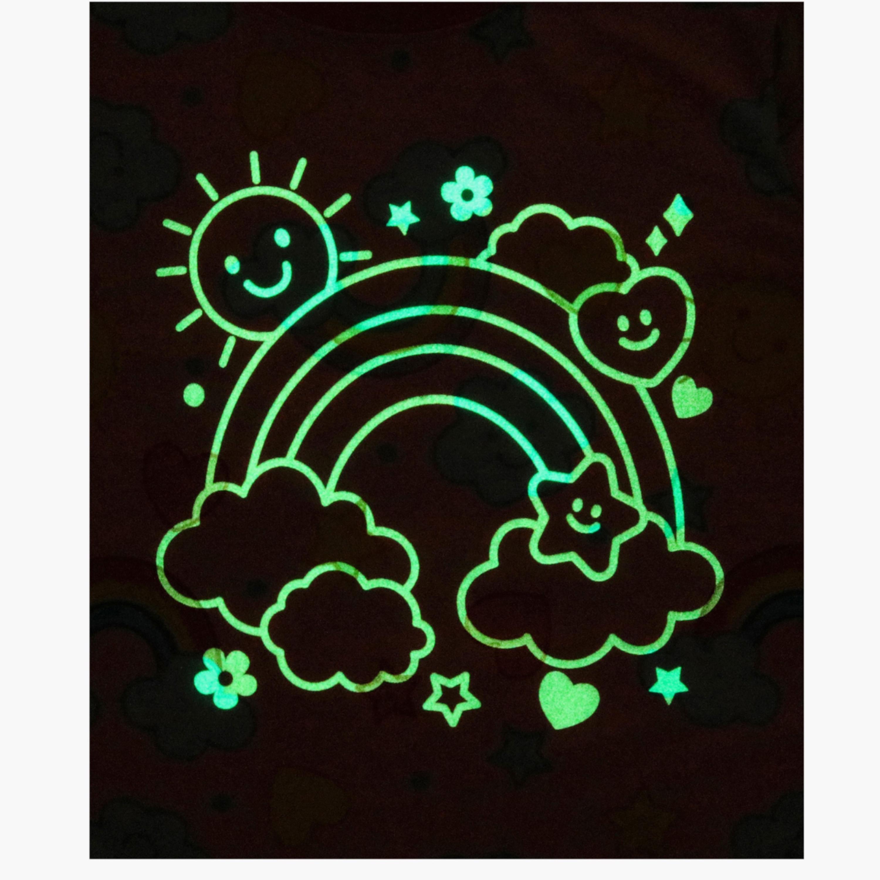 Babyqlo 2-Piece Rainbow and Clouds Printed Glow in the Dark Pyjama Set-girls-clothing-setsandcoords-image-4