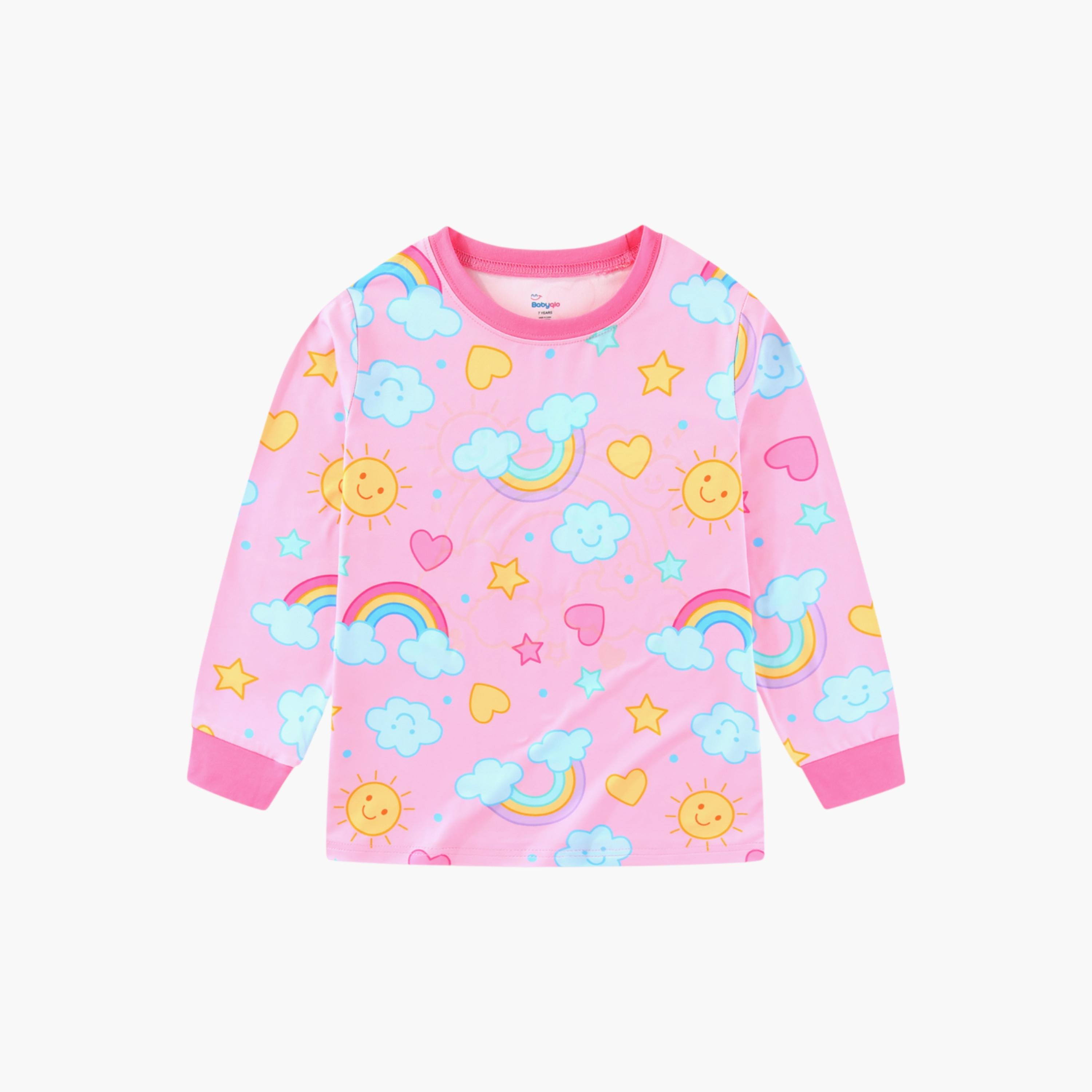 Babyqlo 2-Piece Rainbow and Clouds Printed Glow in the Dark Pyjama Set-girls-clothing-setsandcoords-image-5