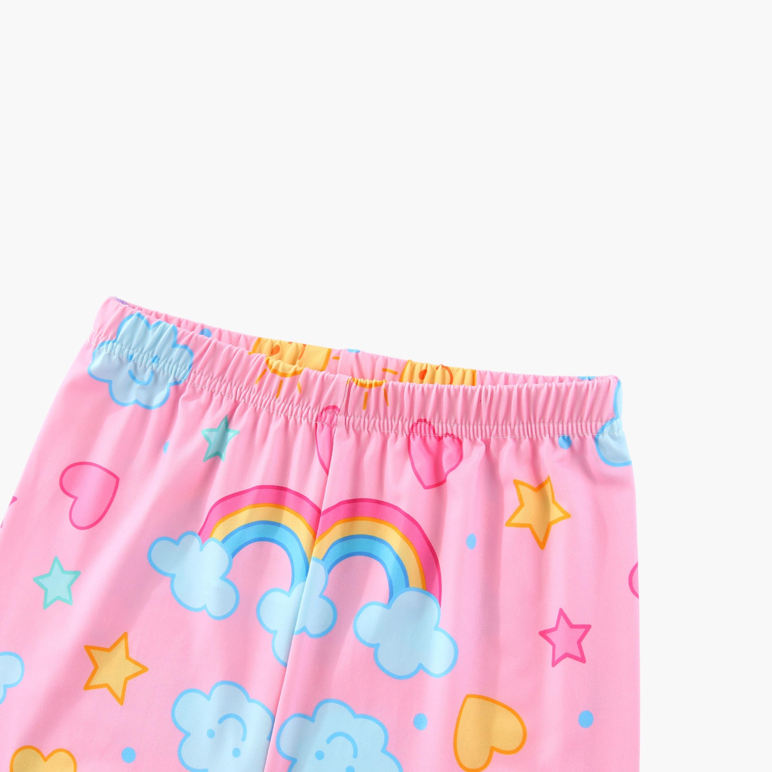 Babyqlo 2-Piece Rainbow and Clouds Printed Glow in the Dark Pyjama Set-girls-clothing-setsandcoords-image-7