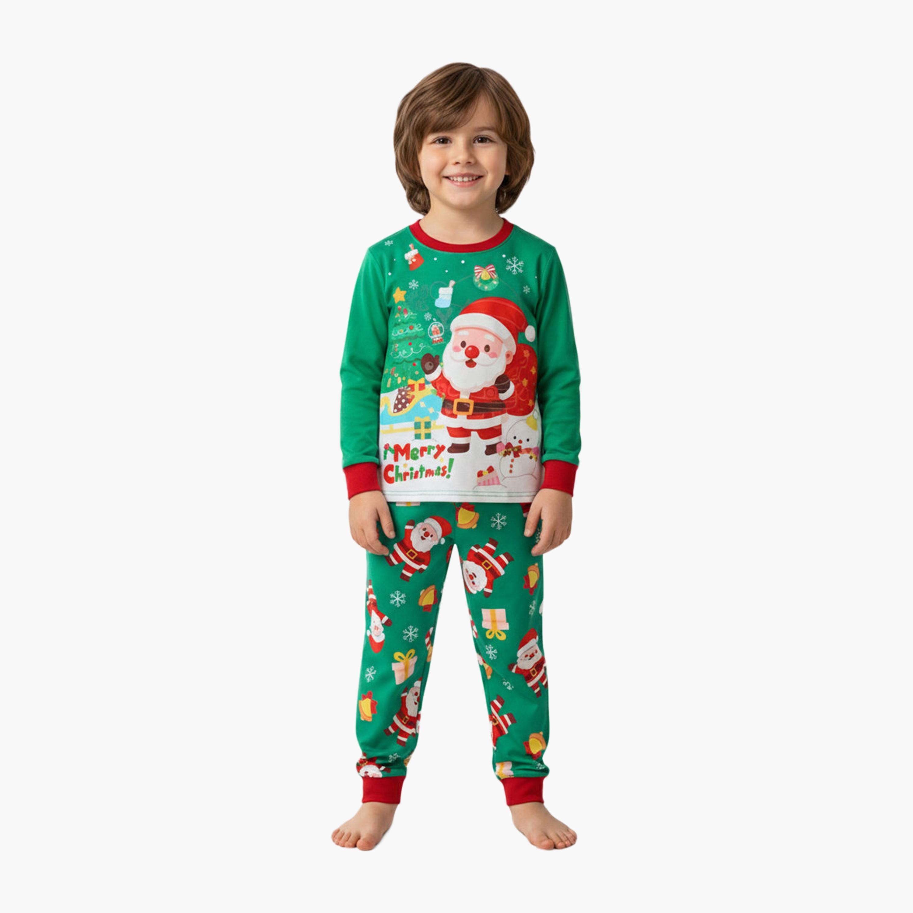 Babyqlo Santa Glow Christmas Printed T-Shirt & Pyjamas Set-baby-girls-clothing-nightwear-pyjamasets-image-2