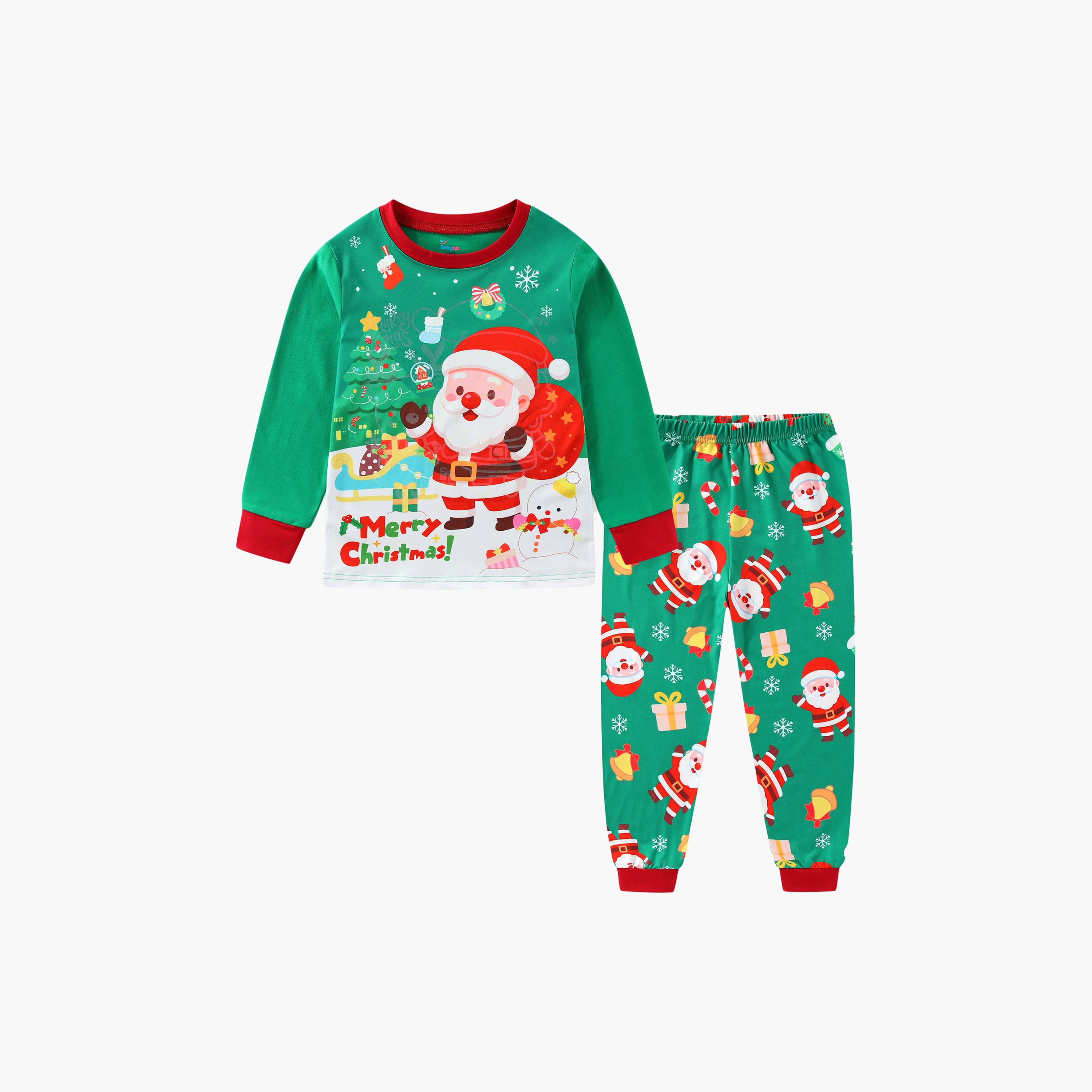 Babyqlo Santa Glow Christmas Printed T-Shirt & Pyjamas Set-baby-girls-clothing-nightwear-pyjamasets-image-5