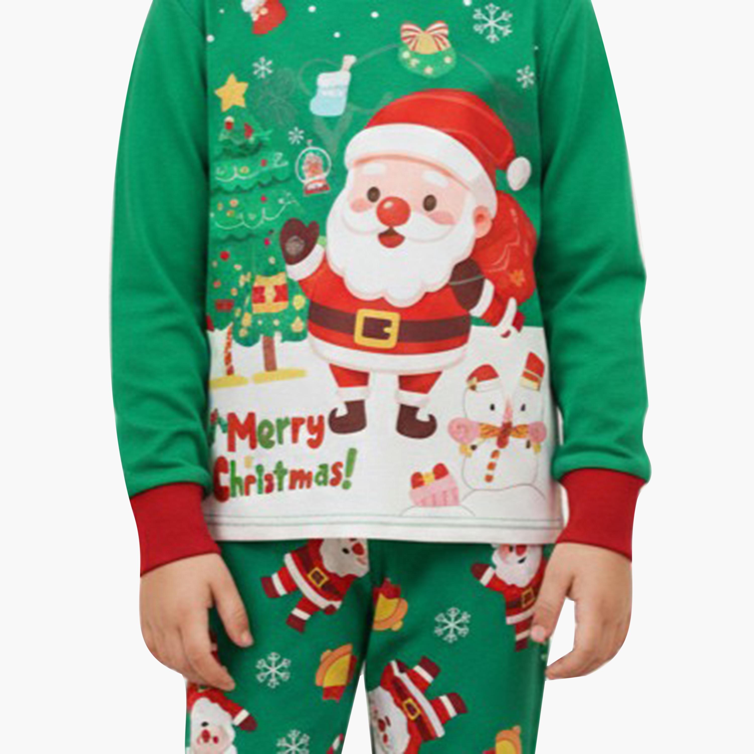 Babyqlo Santa Glow Christmas Printed T-Shirt & Pyjamas Set-baby-girls-clothing-nightwear-pyjamasets-image-7