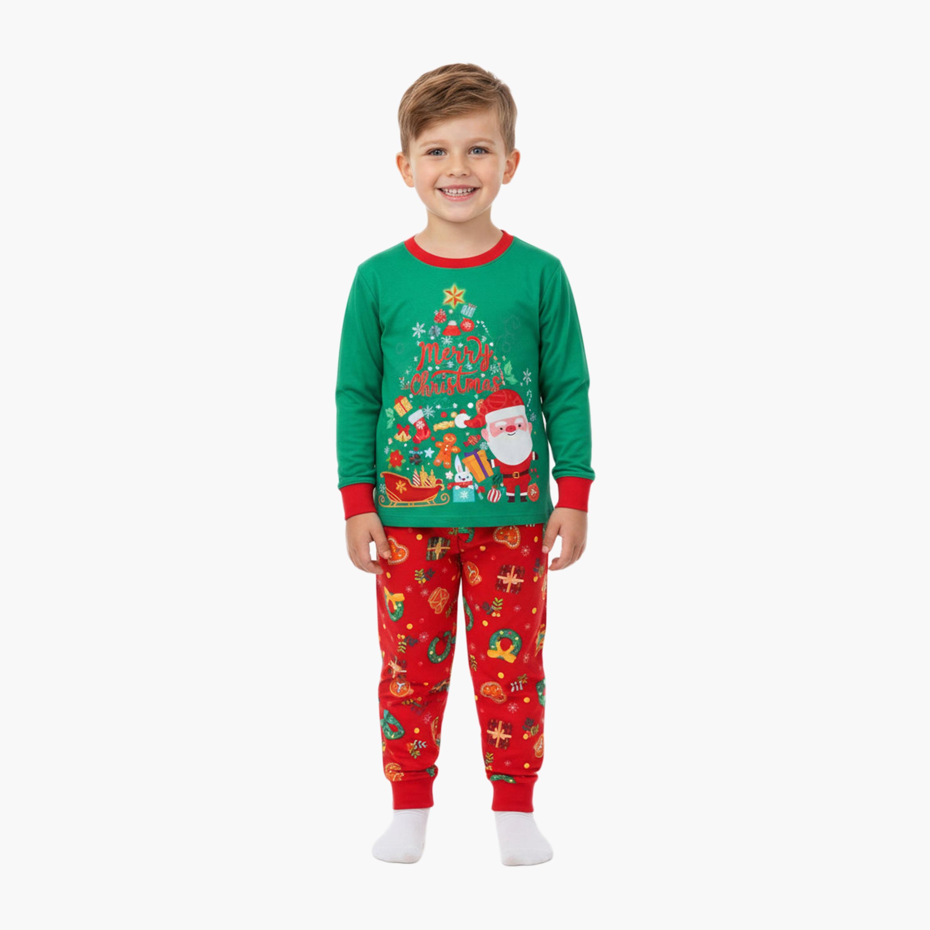 طقم تيشيرت وبيجامة سانتا سليه المتوهجة لعيد الميلاد من بيبيكلو-baby-boys-clothing-nightwear-pyjamasets-image-4