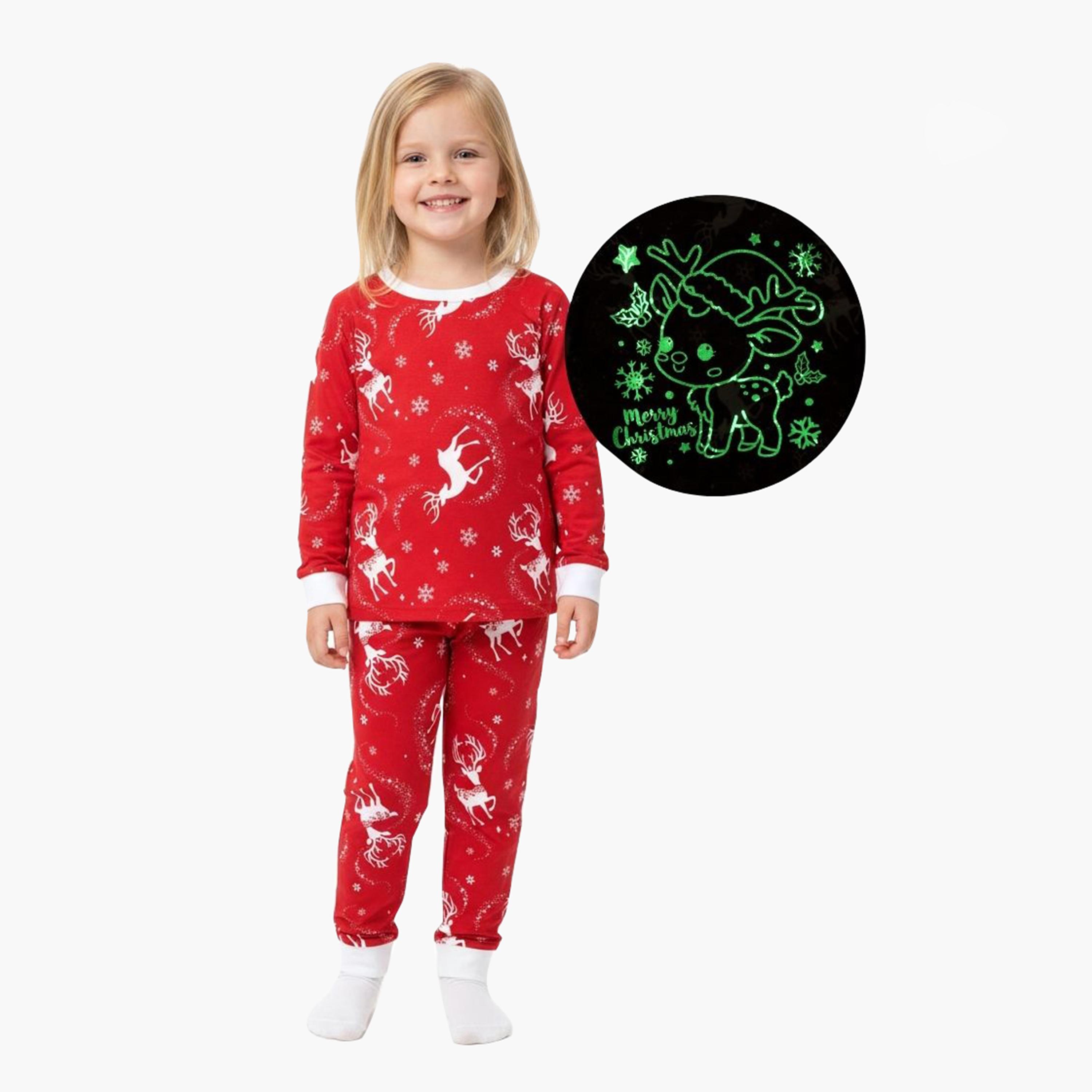 طقم تيشيرت وبيجامة متوهجة رنة عيد الميلاد من بيبيكلو-baby-boys-clothing-nightwear-pyjamasets-image-1