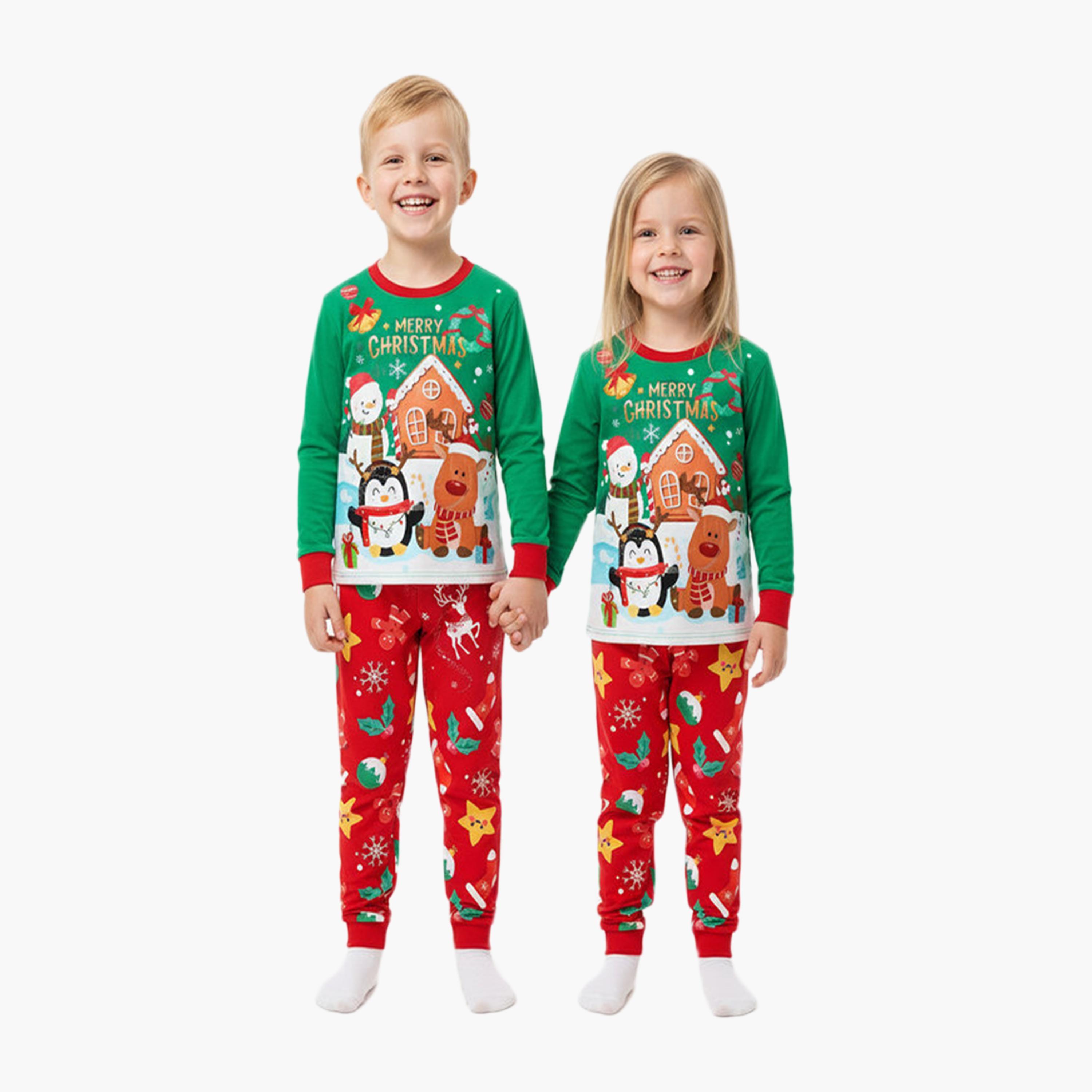 Babyqlo Penguin Reindeer Glow Christmas T-Shirt & Pyjamas Set-baby-girls-clothing-nightwear-pyjamasets-image-3
