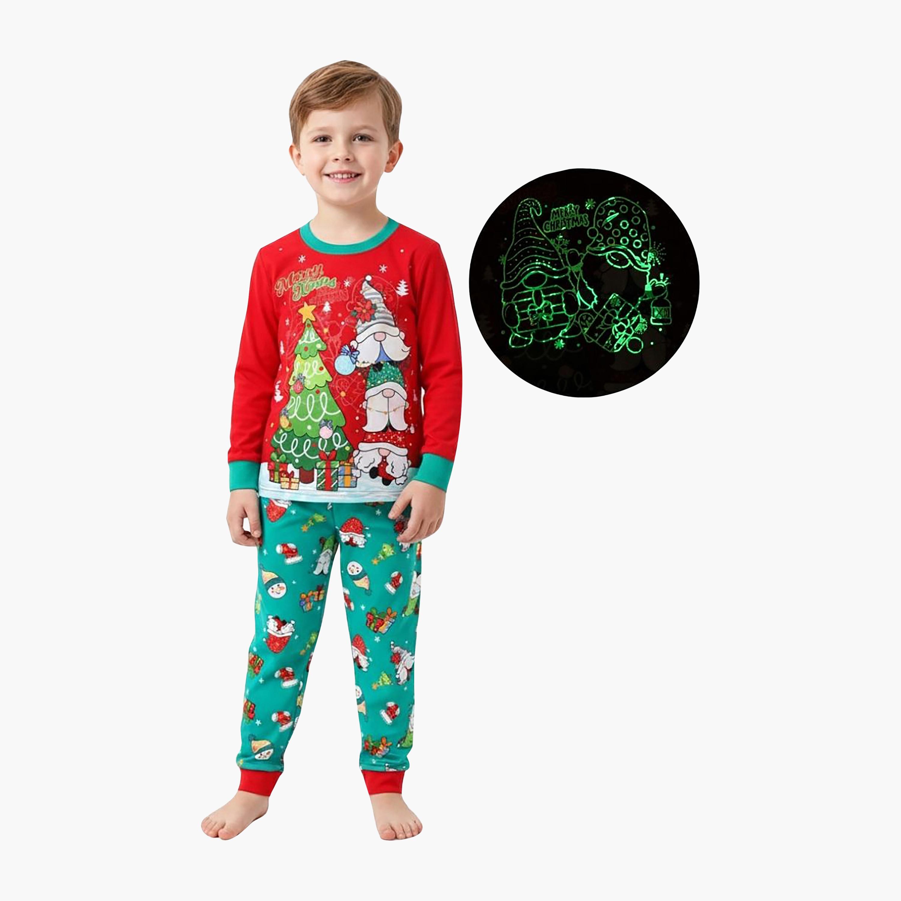 Babyqlo Gnome Christmas Tree Glow T-Shirt & Pyjamas Set-baby-girls-clothing-nightwear-pyjamasets-image-1