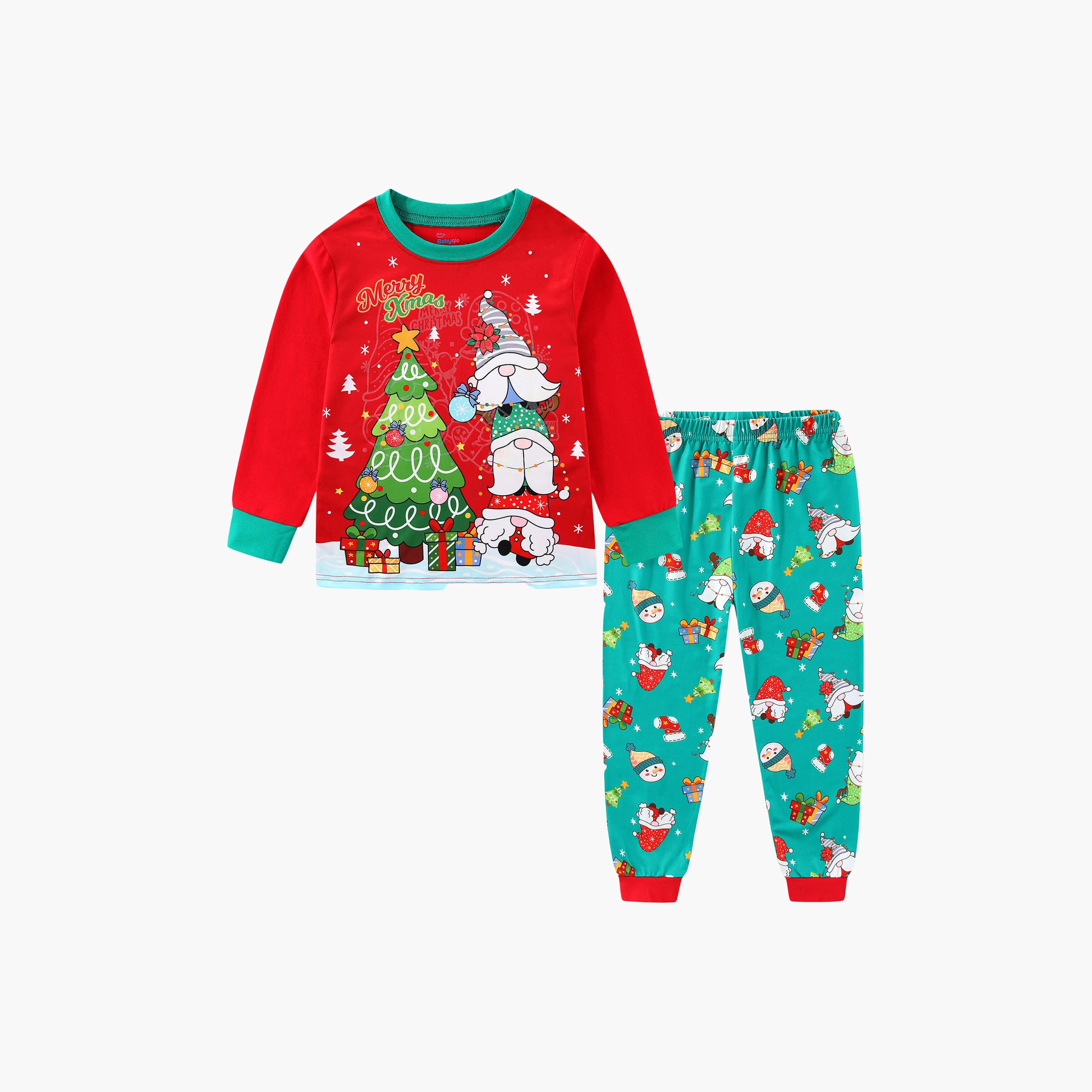 Babyqlo Gnome Christmas Tree Glow T-Shirt & Pyjamas Set-baby-girls-clothing-nightwear-pyjamasets-image-5