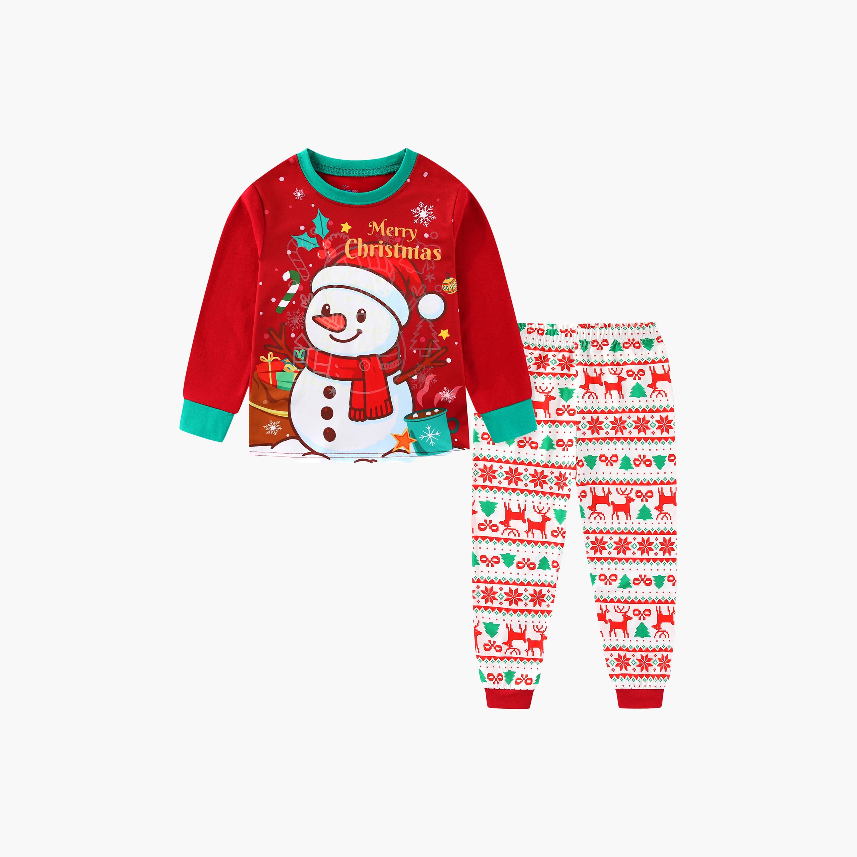 Babyqlo Snowman Glow Christmas T-Shirt & Pyjamas Set-baby-girls-clothing-nightwear-pyjamasets-image-4