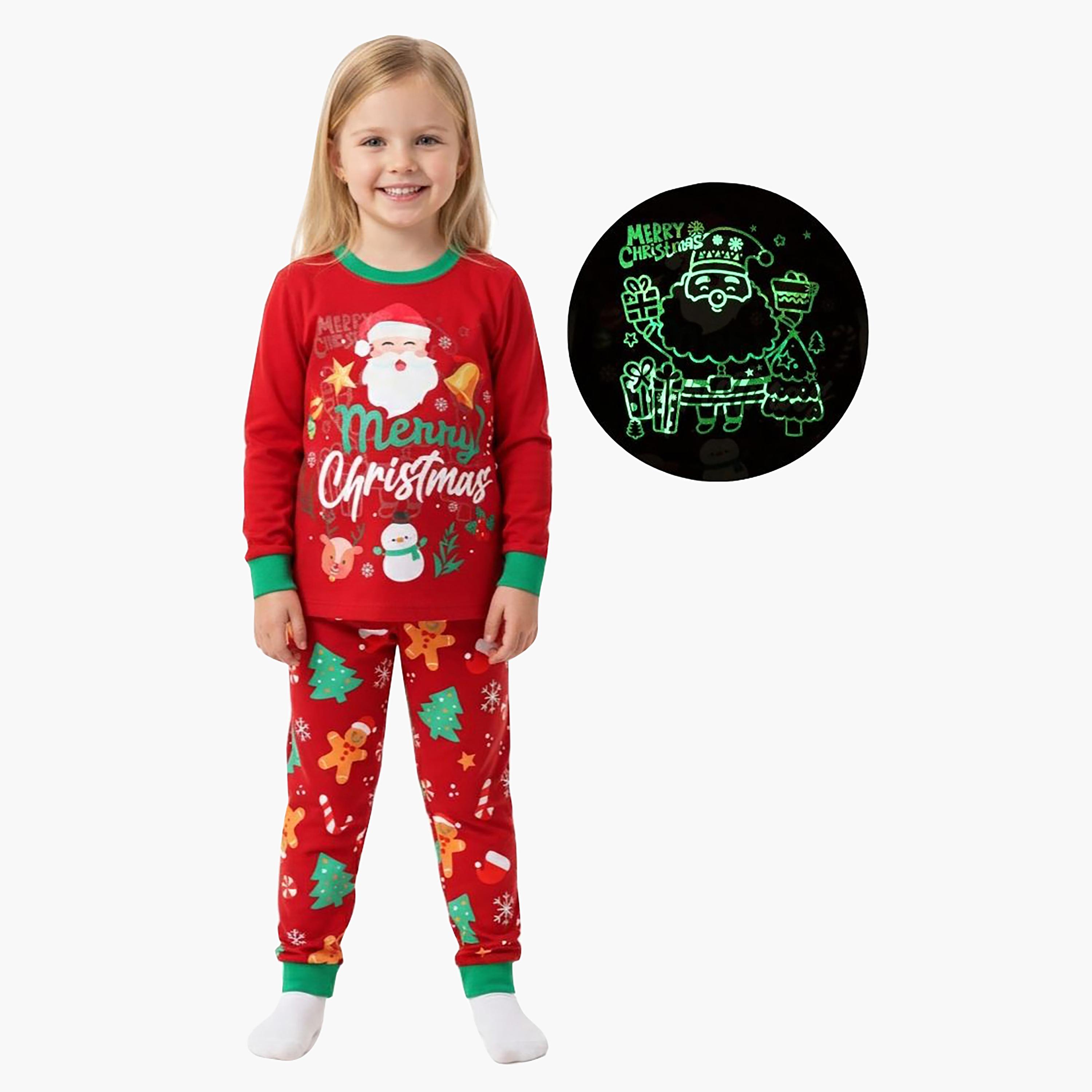 طقم تيشيرت وبيجامة مزين بشجرة خبز الزنجبيل المتوهجة لعيد الميلاد من بيبيكلو-baby-boys-clothing-nightwear-pyjamasets-image-1