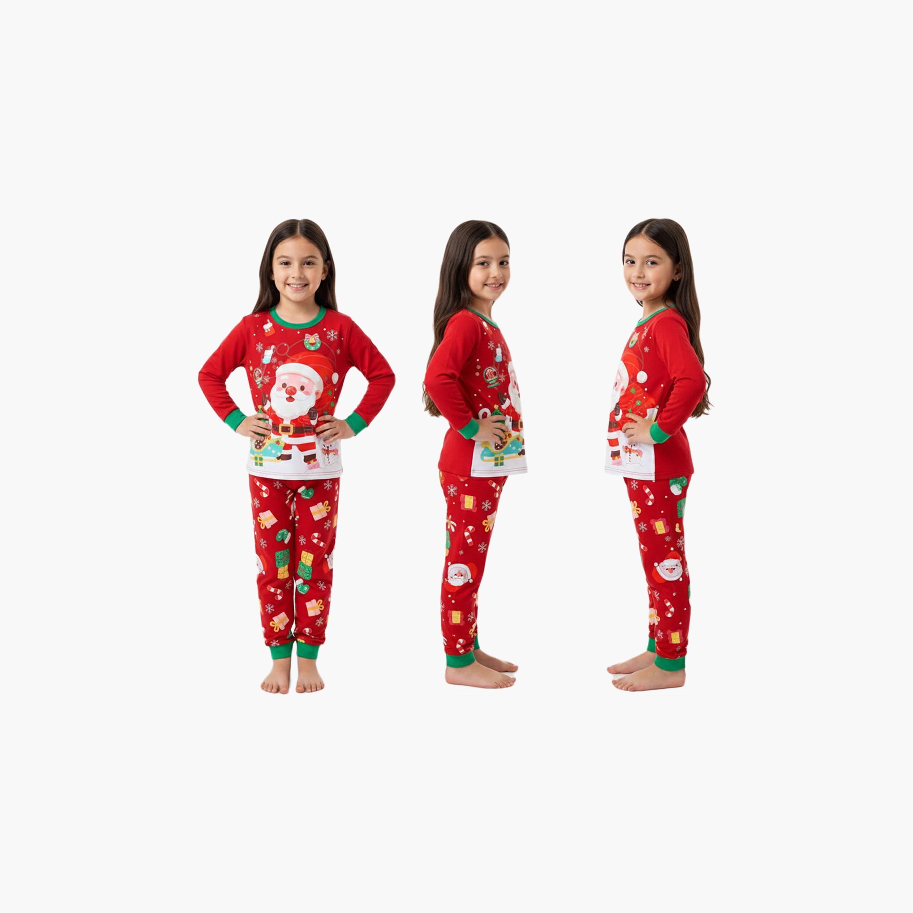 Babyqlo Santa Reindeer Glow Christmas T-Shirt & Pyjamas Set-baby-girls-clothing-nightwear-pyjamasets-image-2