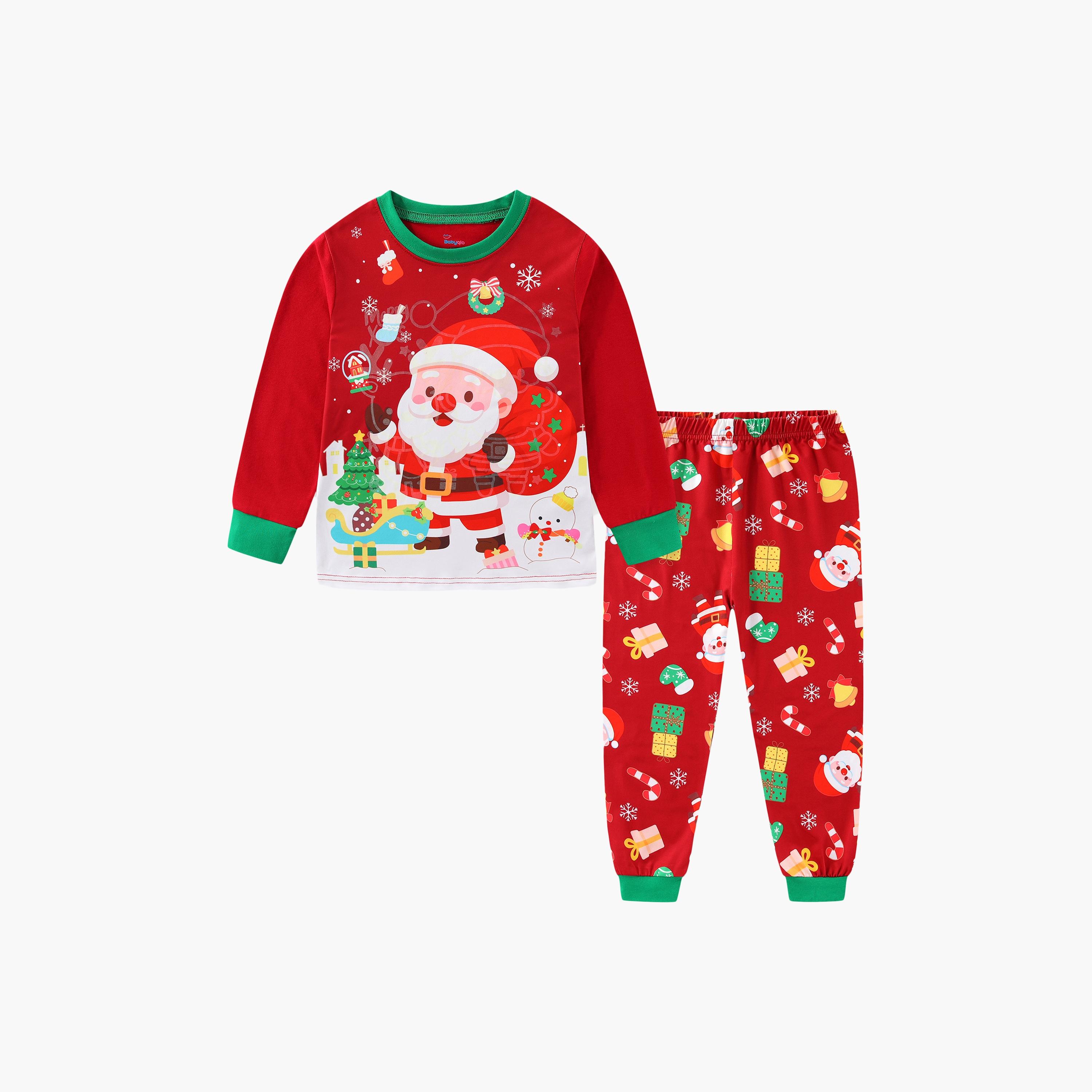 Babyqlo Santa Reindeer Glow Christmas T-Shirt & Pyjamas Set-baby-girls-clothing-nightwear-pyjamasets-image-4