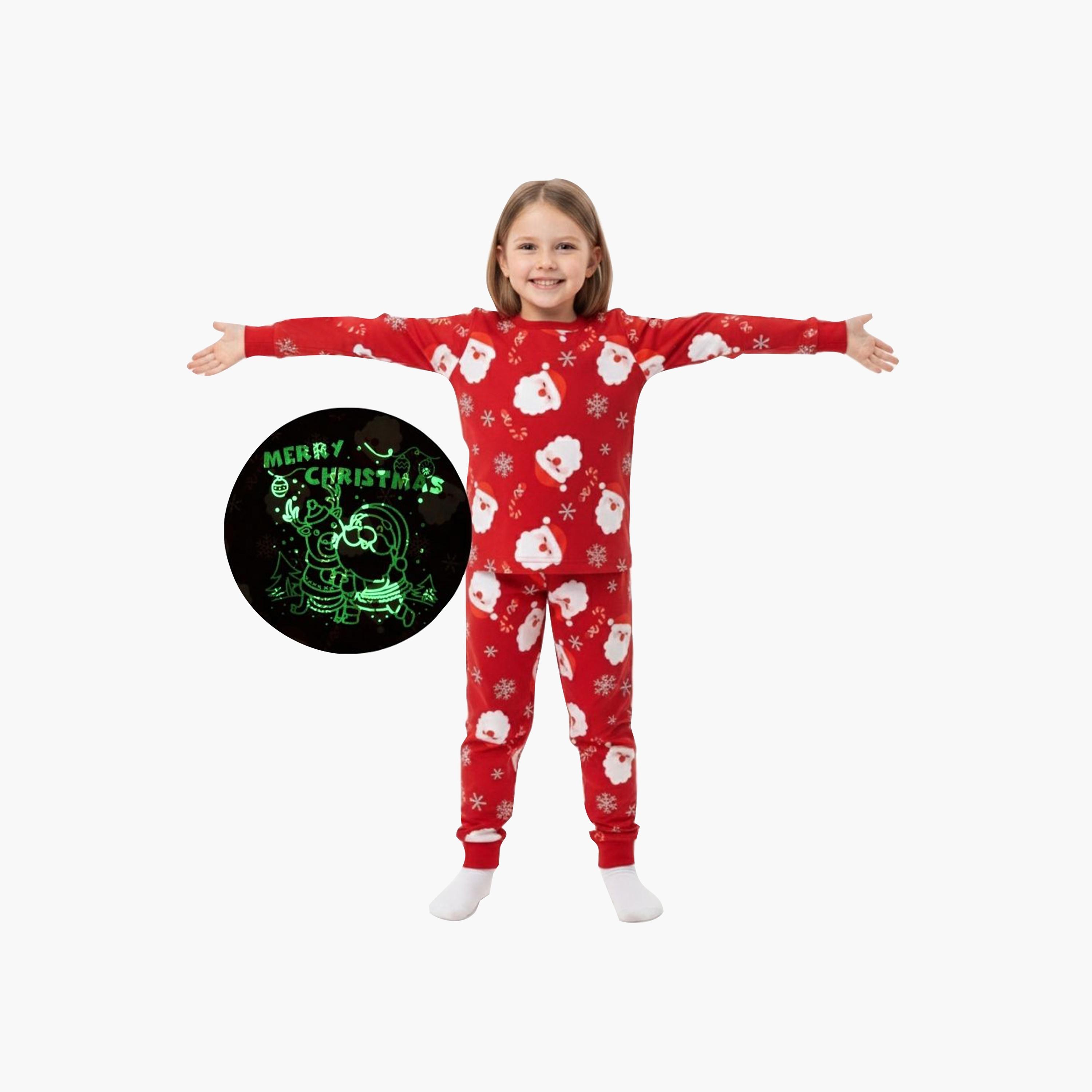 طقم تيشيرت وبيجامة متوهج وجه سانتا من بيبيكلو-baby-boys-clothing-nightwear-pyjamasets-image-1