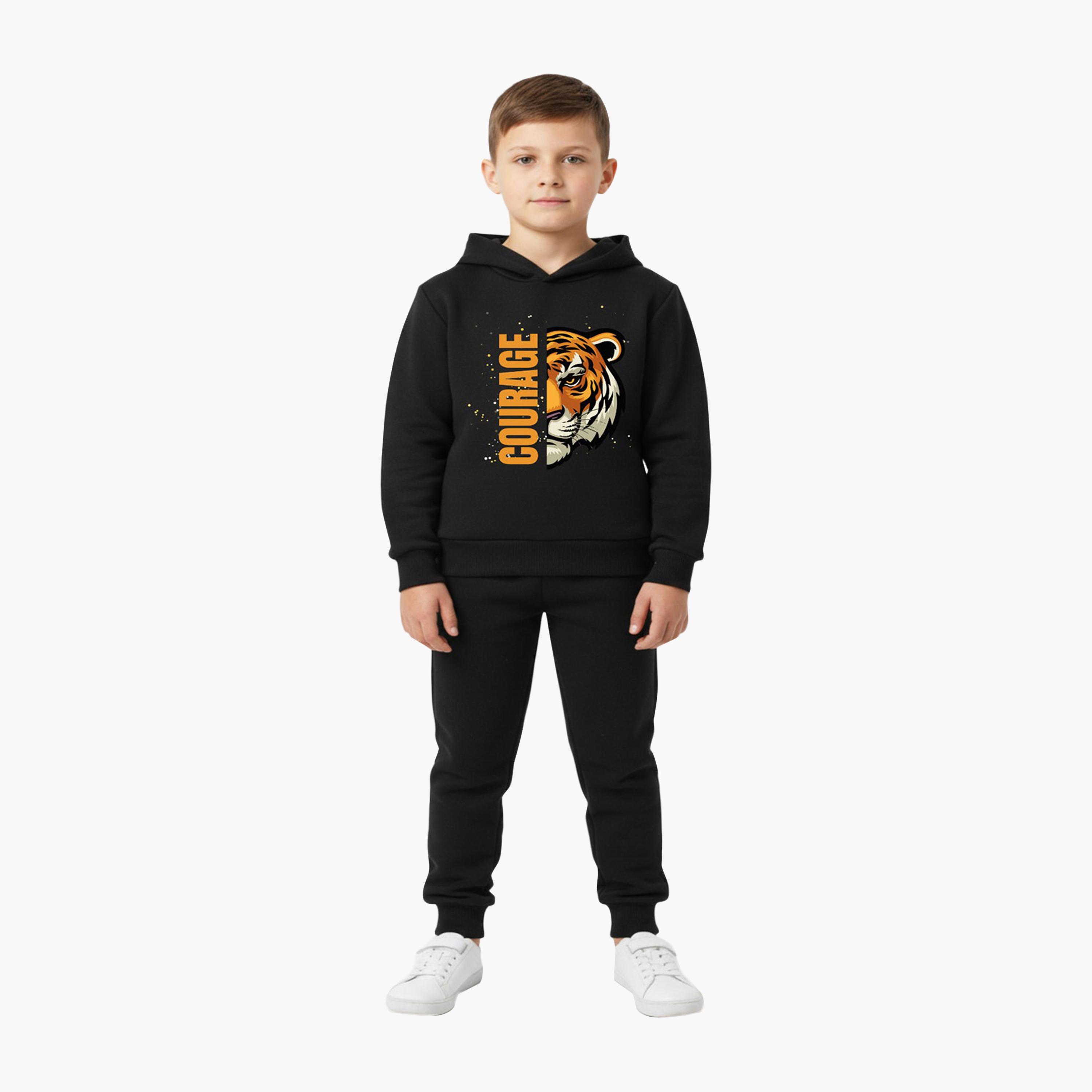 Babyqlo Courage Tiger Graphic Winter Hoodie Set-boys-clothing-setsandcoords-image-1