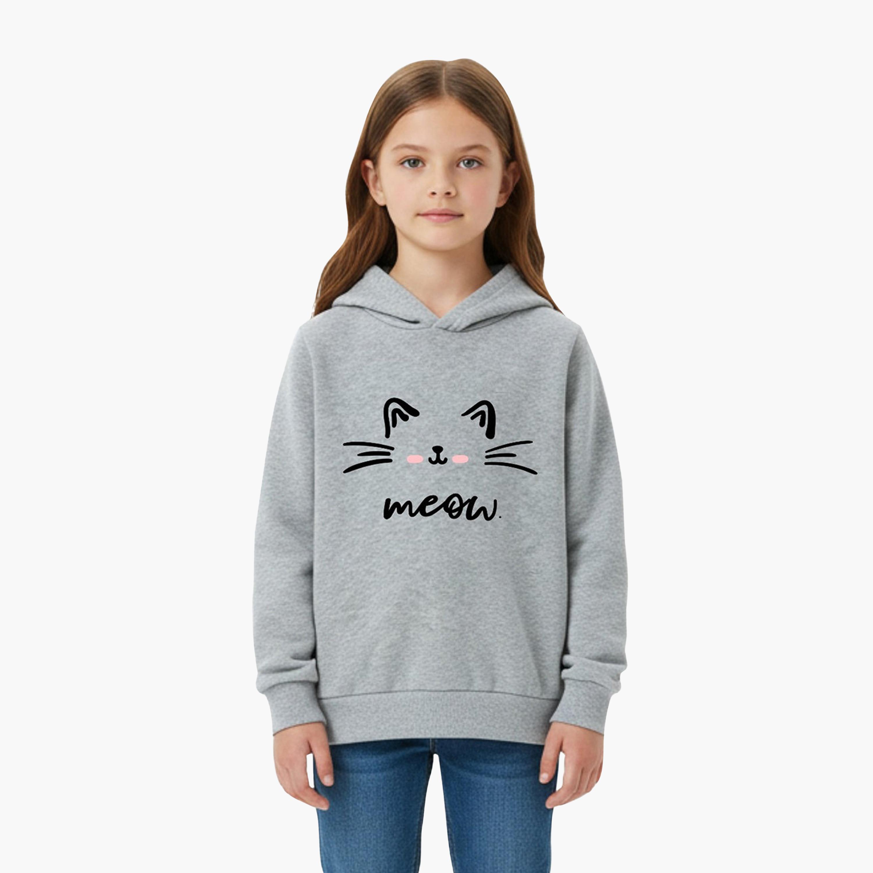 Babyqlo Meow Cat Print Winter Fleece Hoodie-girls-clothing-sweatshirts-image-1
