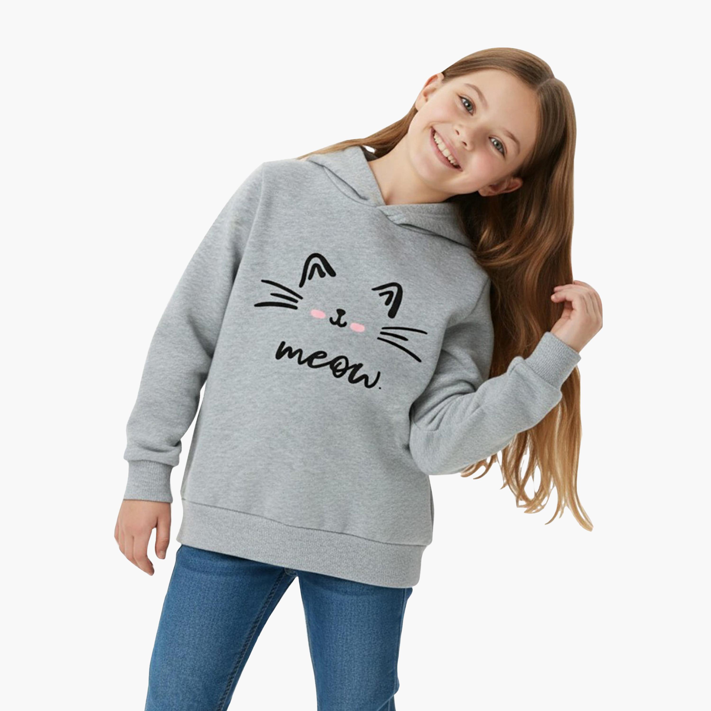 Babyqlo Meow Cat Print Winter Fleece Hoodie-girls-clothing-sweatshirts-image-4