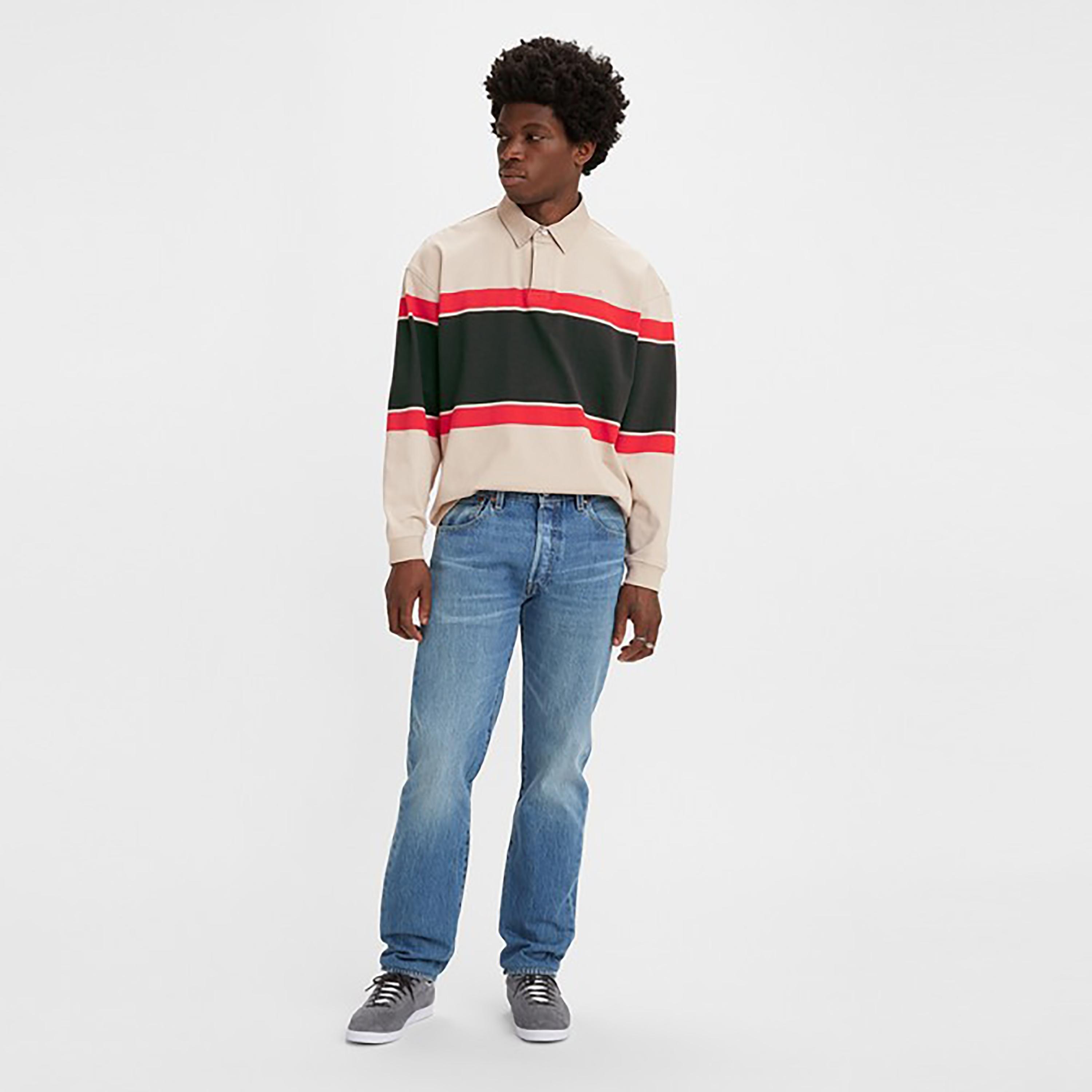 Levi's 501 Blue Straight Fit Mid-Rise Jeans-men-clothing-bottoms-jeans-image-2