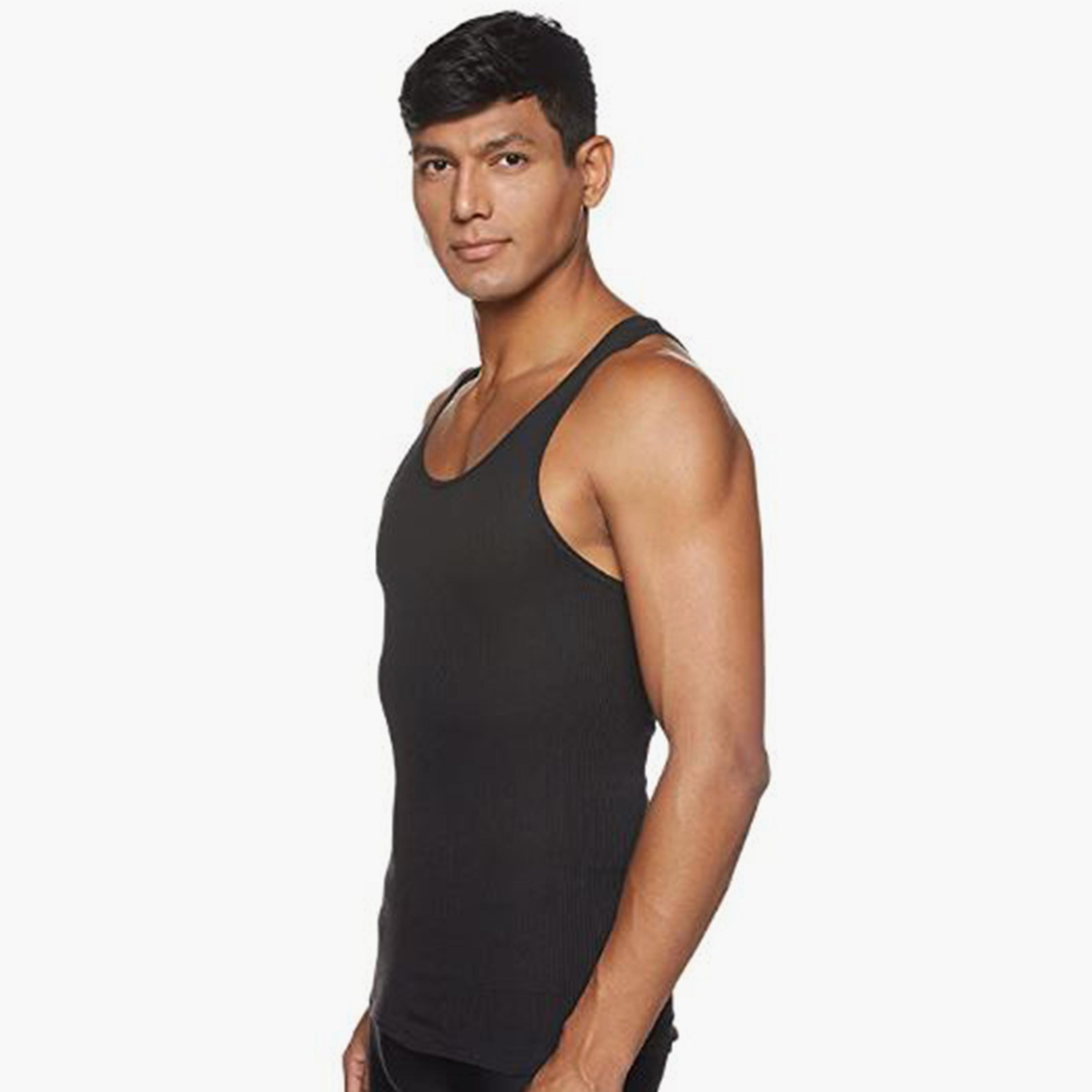 Hanes Assorted Pack of 4 Plain Men's Vest-men-clothing-innerwear-vests-image-2
