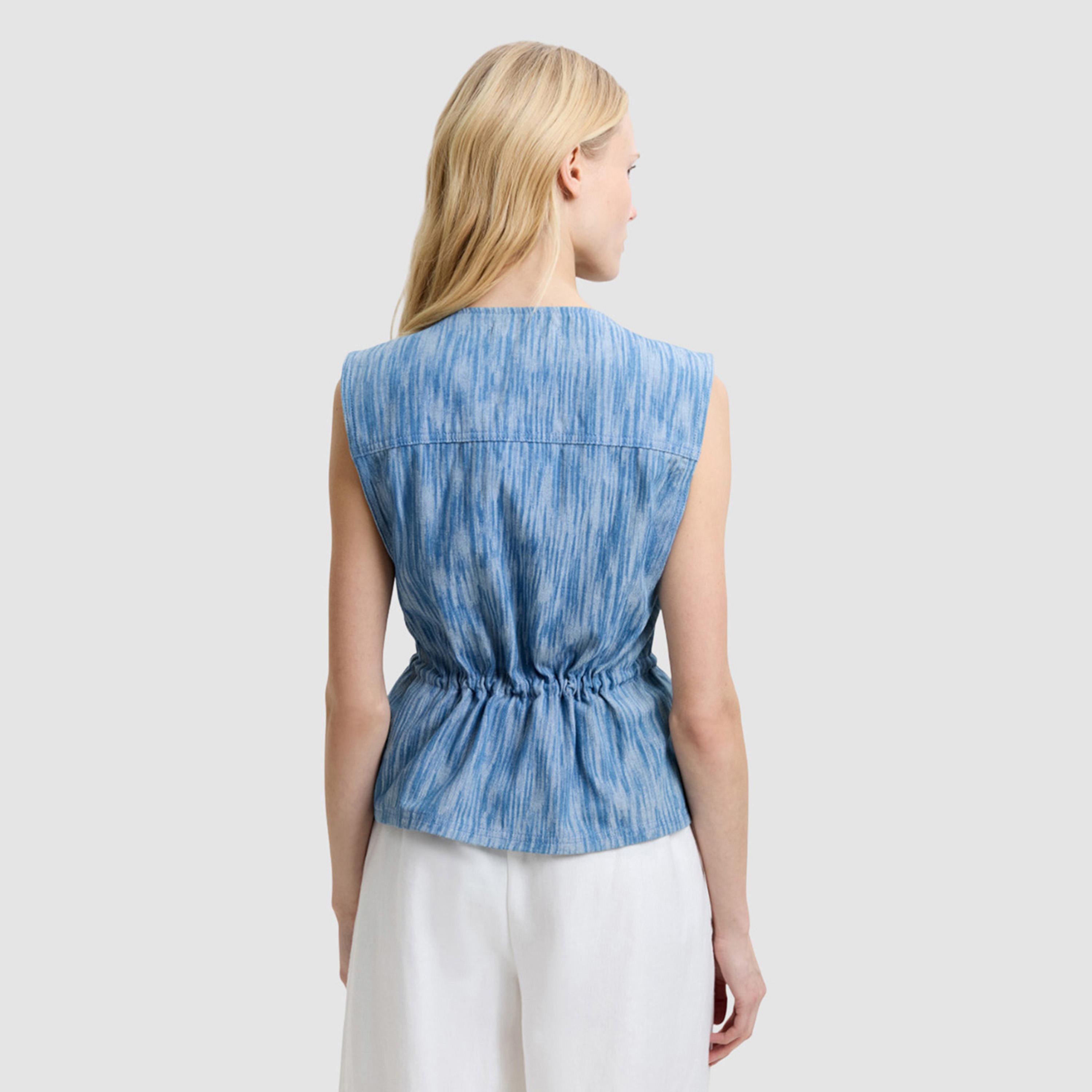بلوزة نسائية بقماش بارز لون أزرق من فرينش كونكشن-women-clothing-shirtsandblouses-blouses-image-3