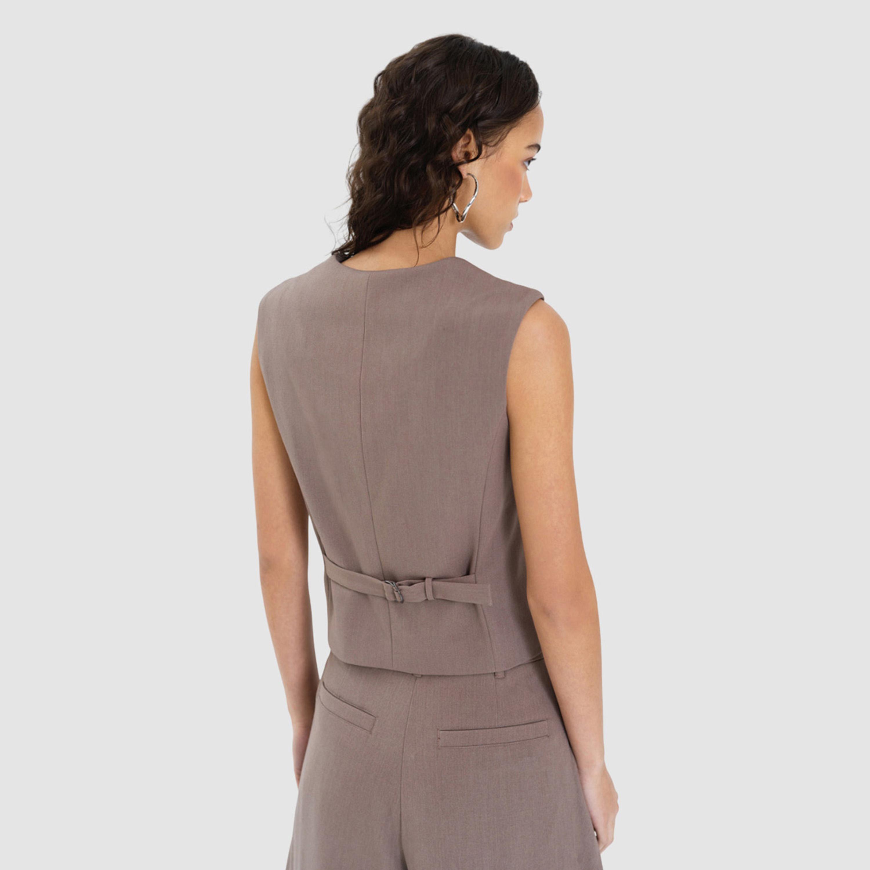 صديرية "واست كوت" نسائية لون بني من فرينش كونكشن-women-winterwear-coatsandjackets-waistcoats-image-5