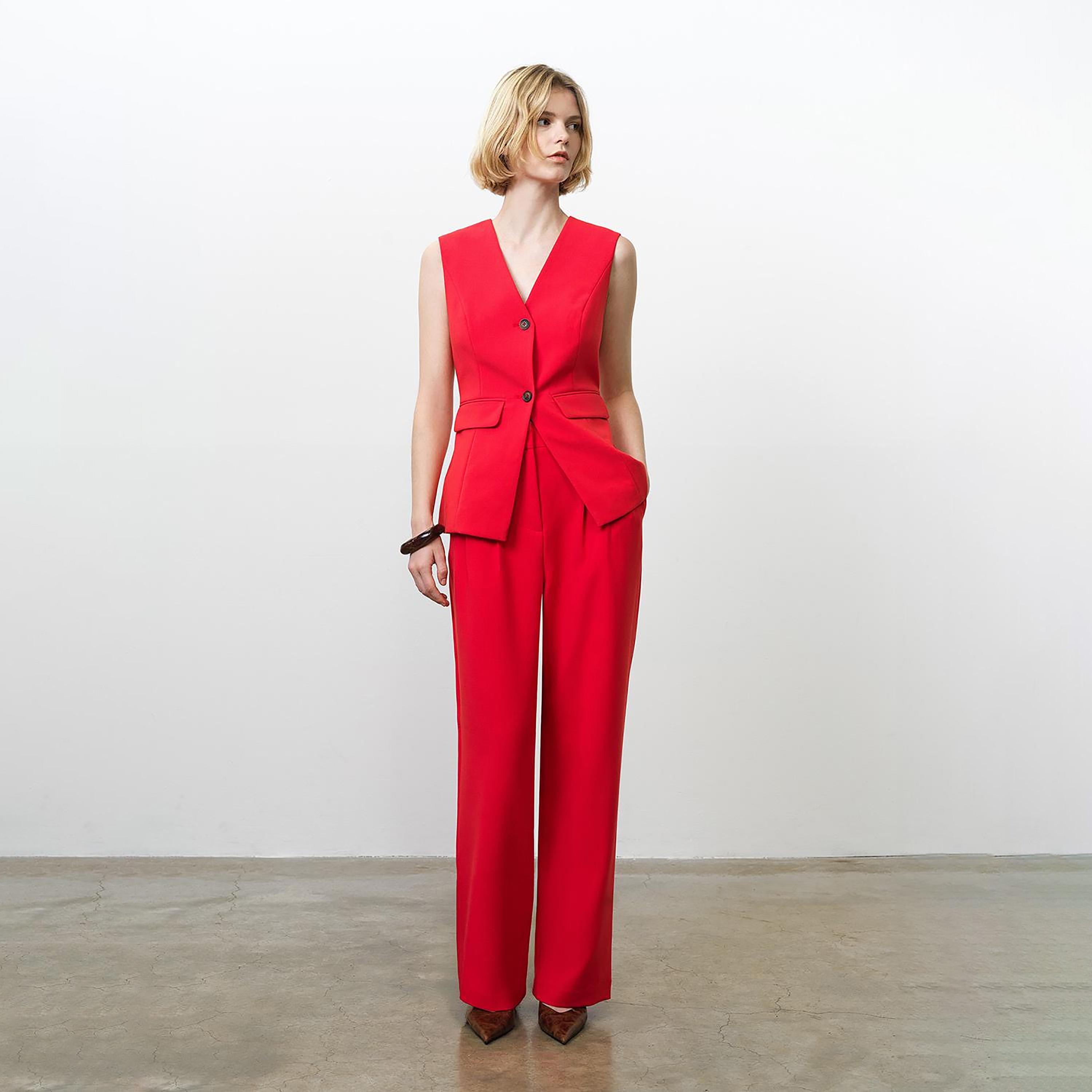 French Connection Red Women's Waistcoat-women-winterwear-coatsandjackets-waistcoats-image-2