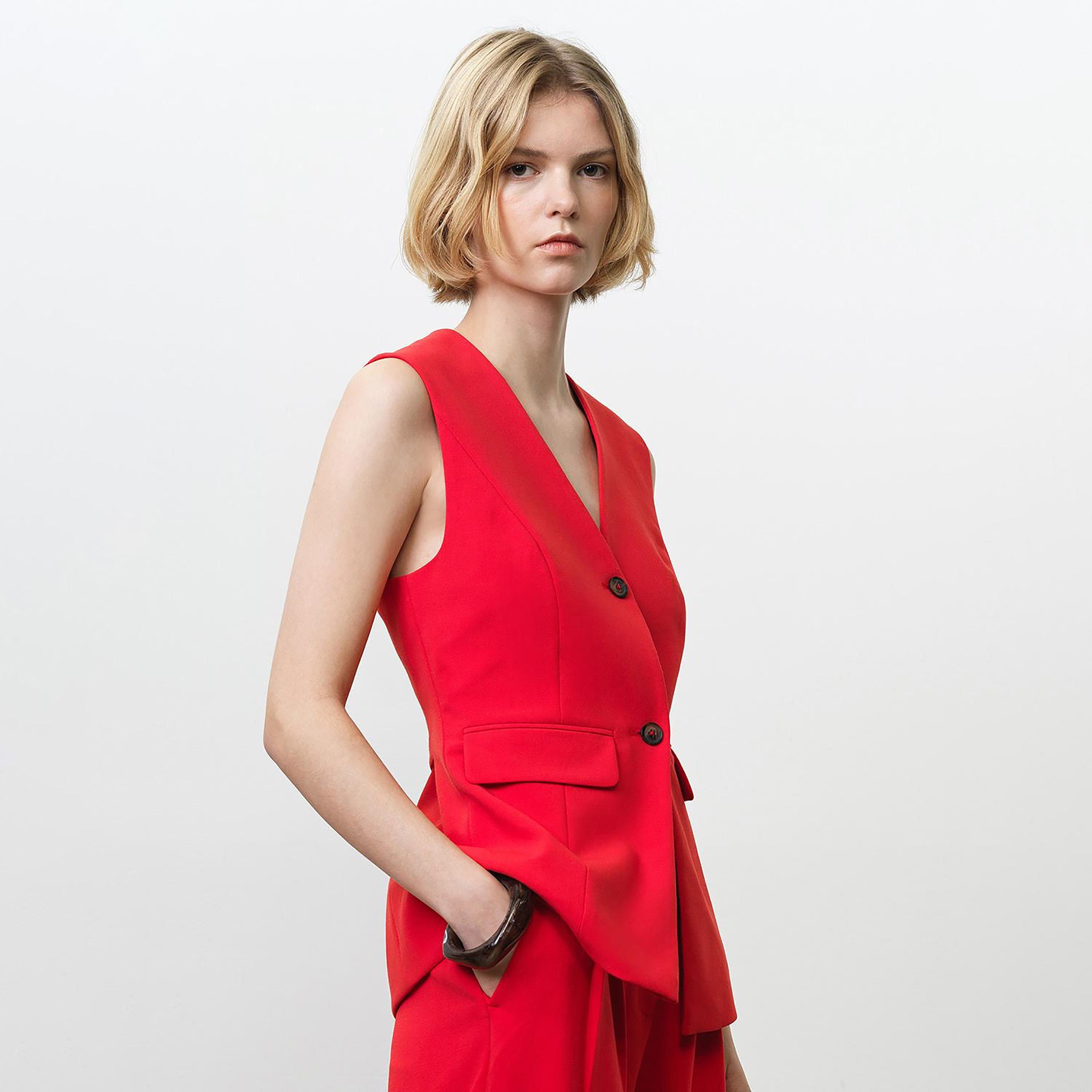 French Connection Red Women's Waistcoat-women-winterwear-coatsandjackets-waistcoats-image-4