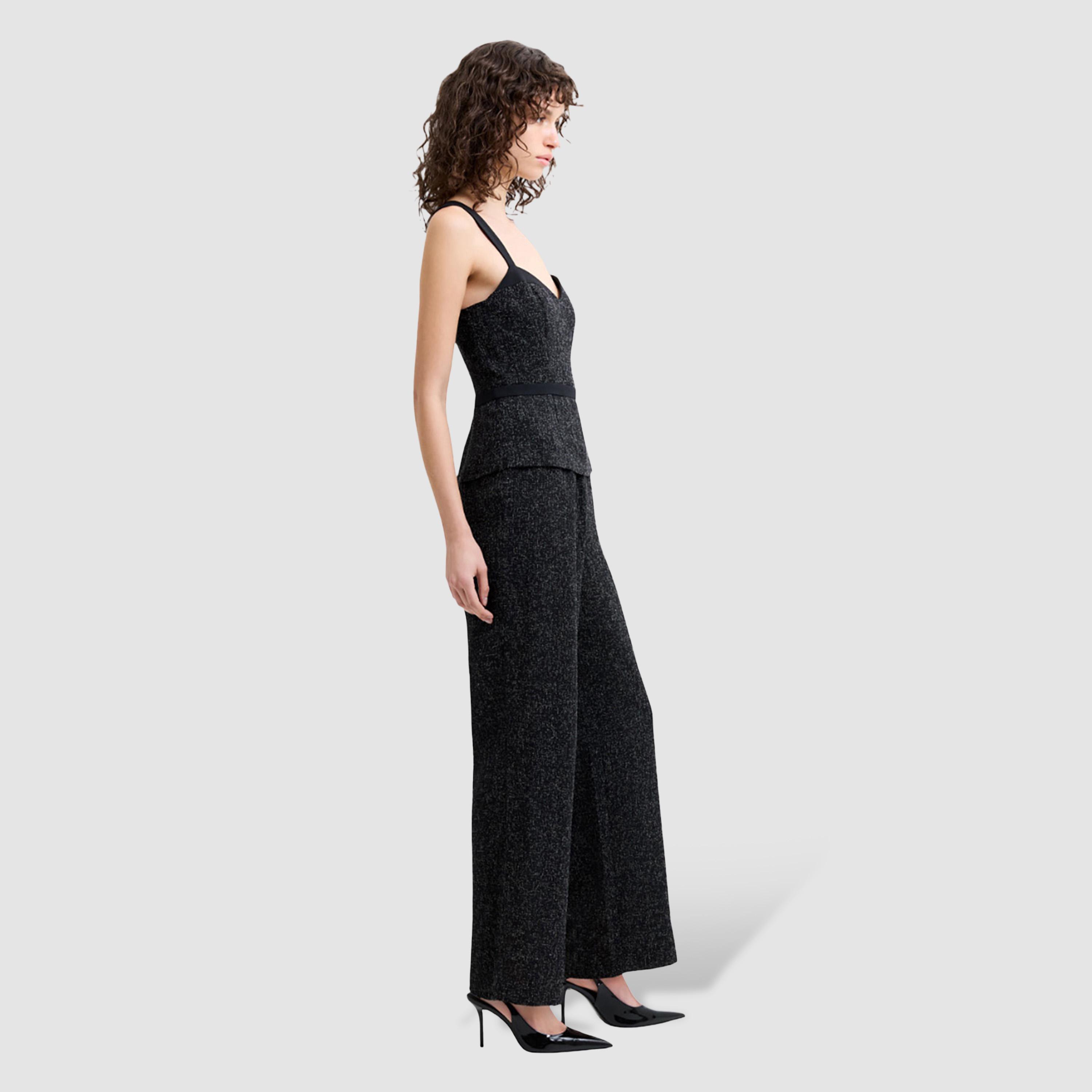 French Connection Black Textured Sweetheart Neck Women's Peplum Jumpsuit-women-clothing-jumpsuits-image-3
