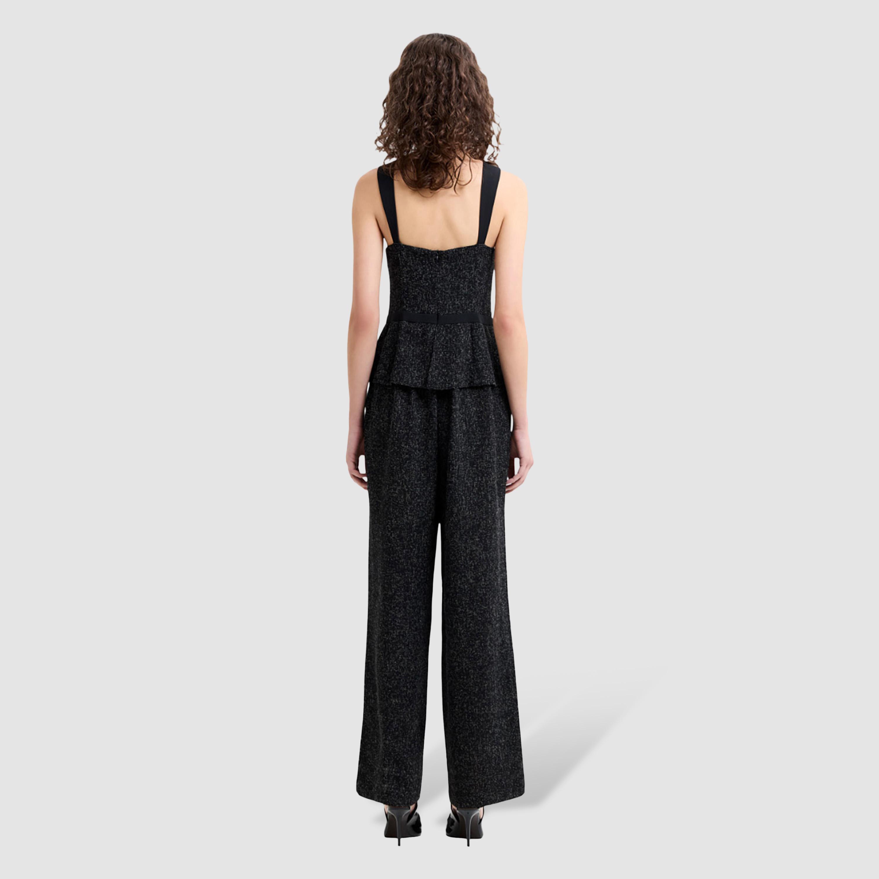 French Connection Black Textured Sweetheart Neck Women's Peplum Jumpsuit-women-clothing-jumpsuits-image-4