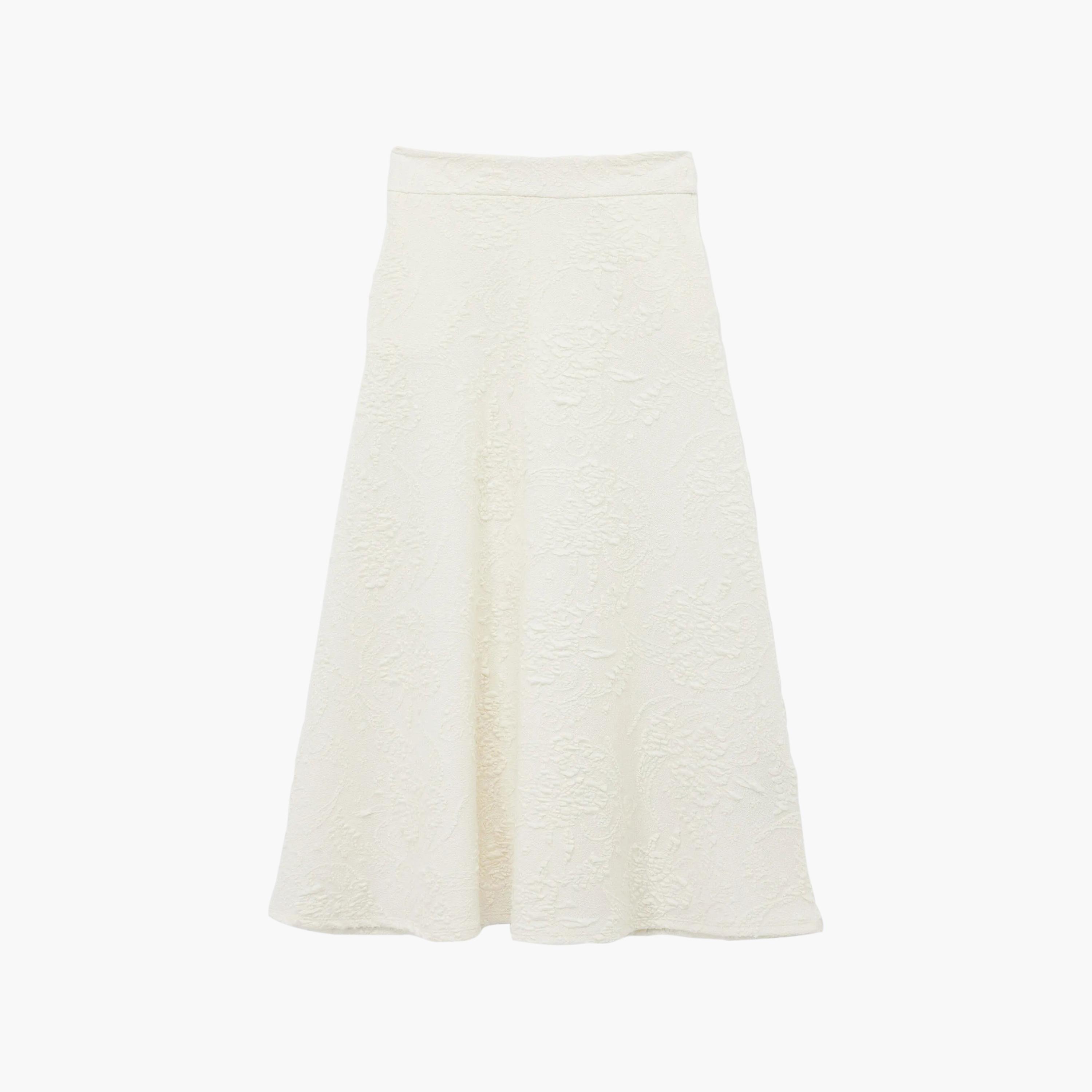 تنورة ماكسي حريمي بقصة A بملمس بارز باللون البيج من كوتون-women-clothing-skirts-image-3