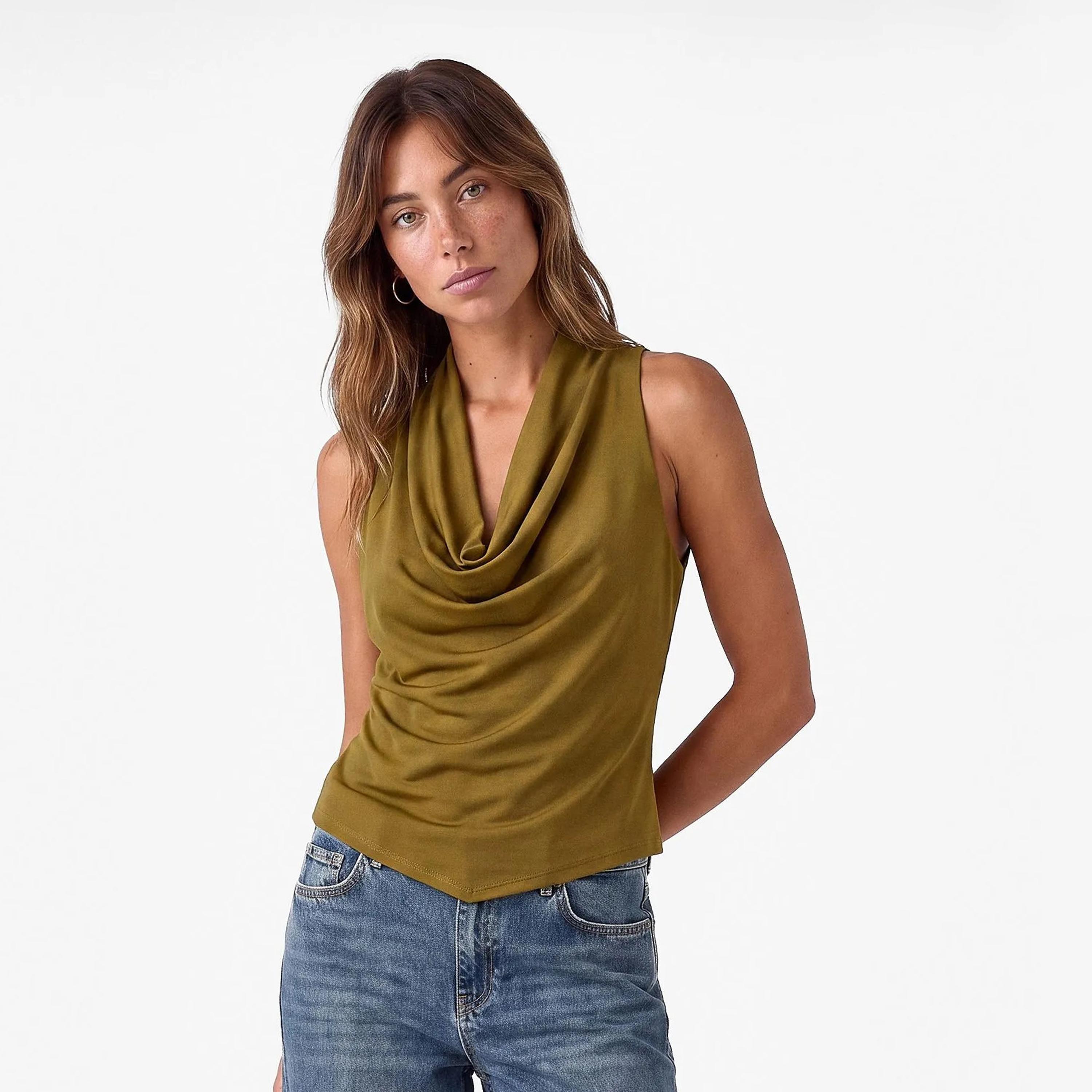 KOTON Cotton Cowl Neck Women's Top-women-clothing-shirtsandblouses-blouses-image-1