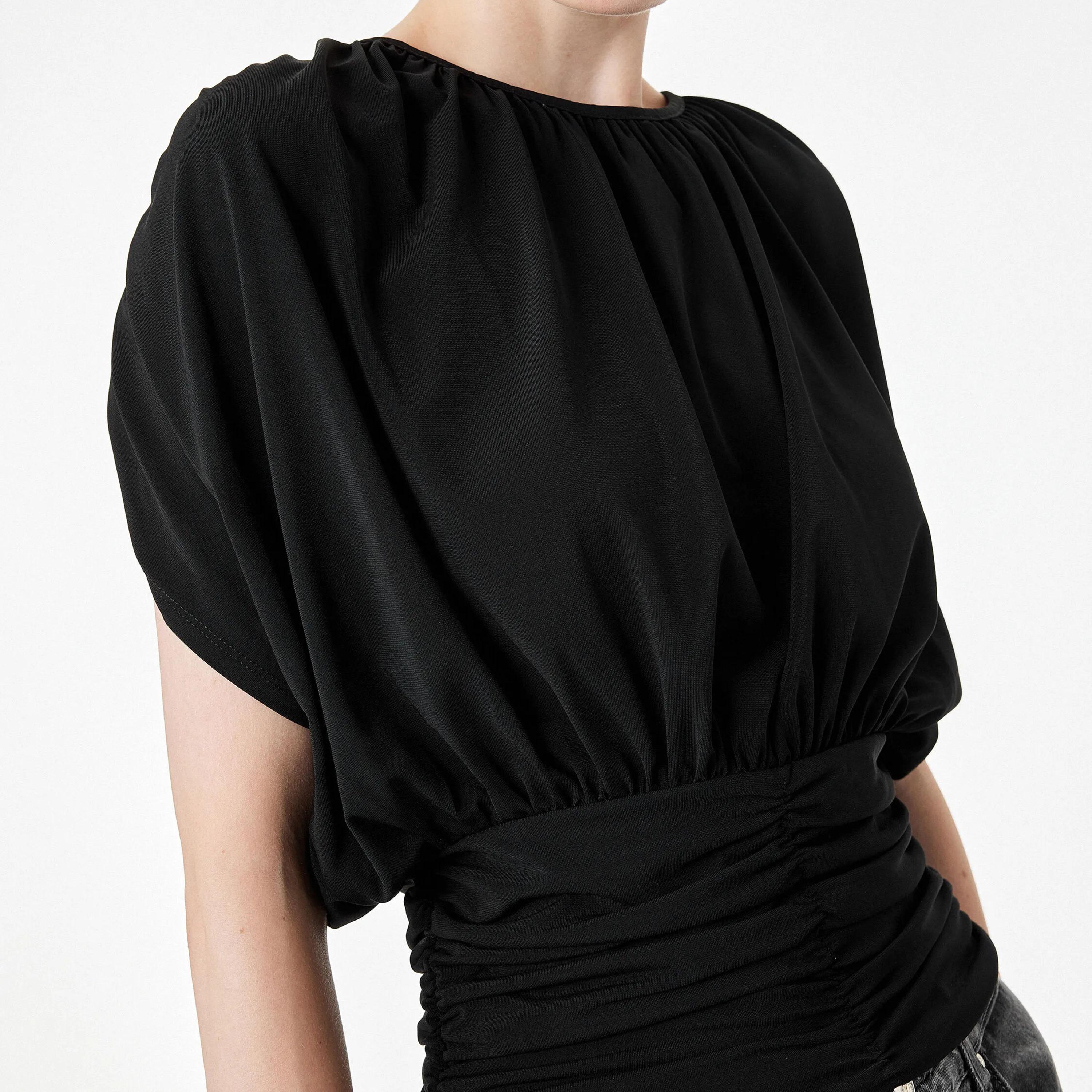 KOTON Black Ruched Women's Top-women-clothing-shirtsandblouses-blouses-image-5