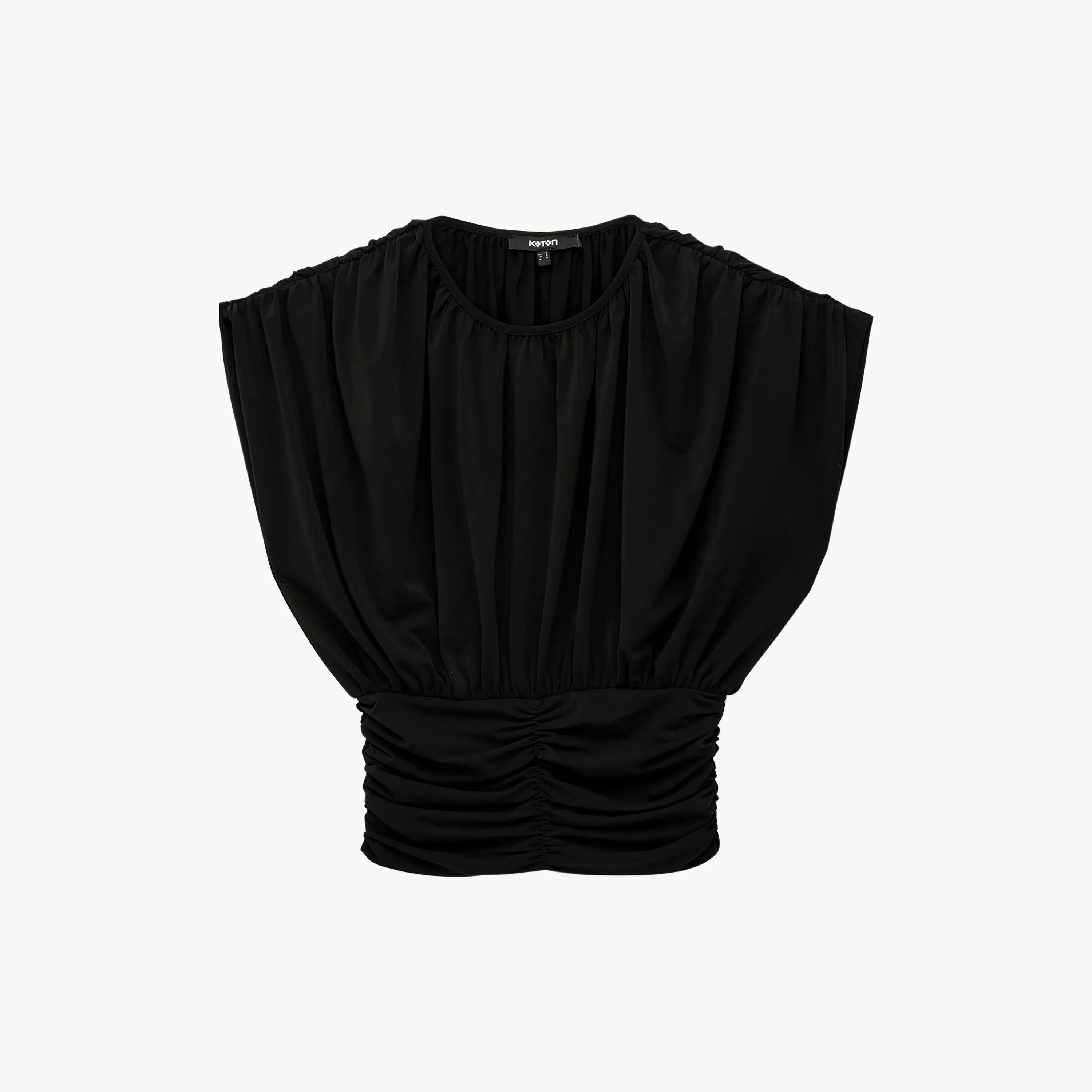 KOTON Black Ruched Women's Top-women-clothing-shirtsandblouses-blouses-image-6