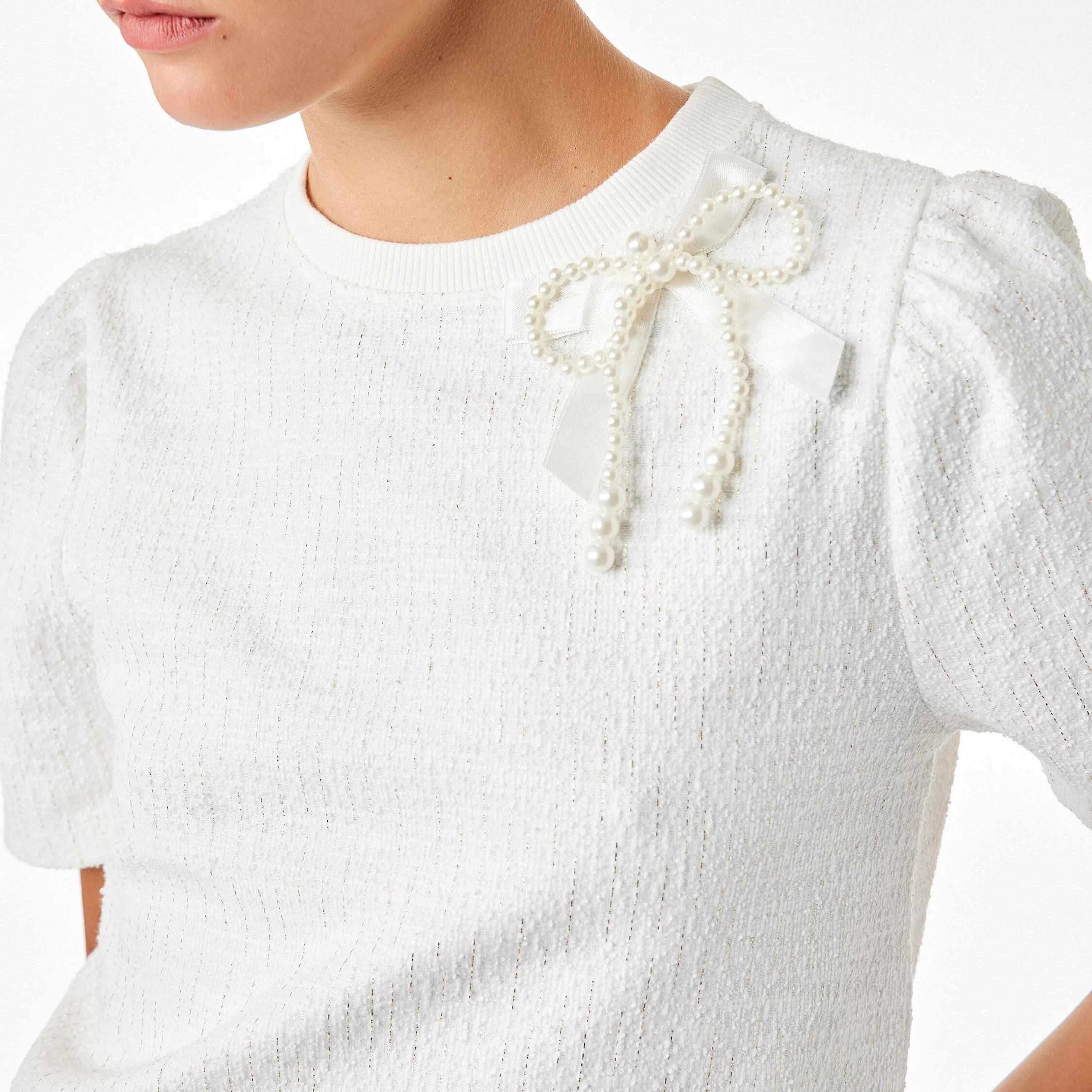 KOTON White Textured Puff Sleeves Women's Top-women-clothing-shirtsandblouses-blouses-image-5