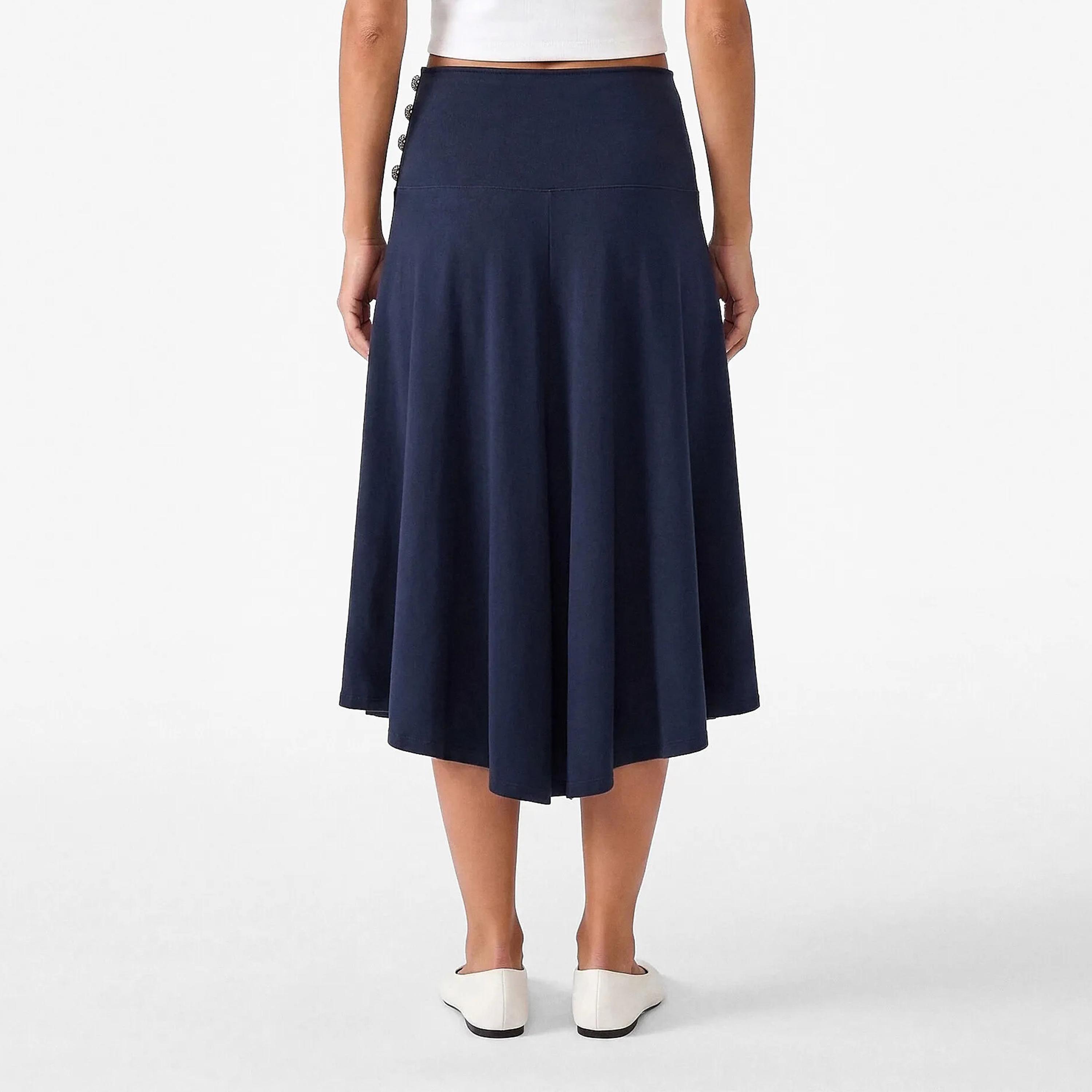 تنورة ميدي حريمي بقصة A قماش قطن باللون الكحلي من كوتون-women-clothing-skirts-image-4