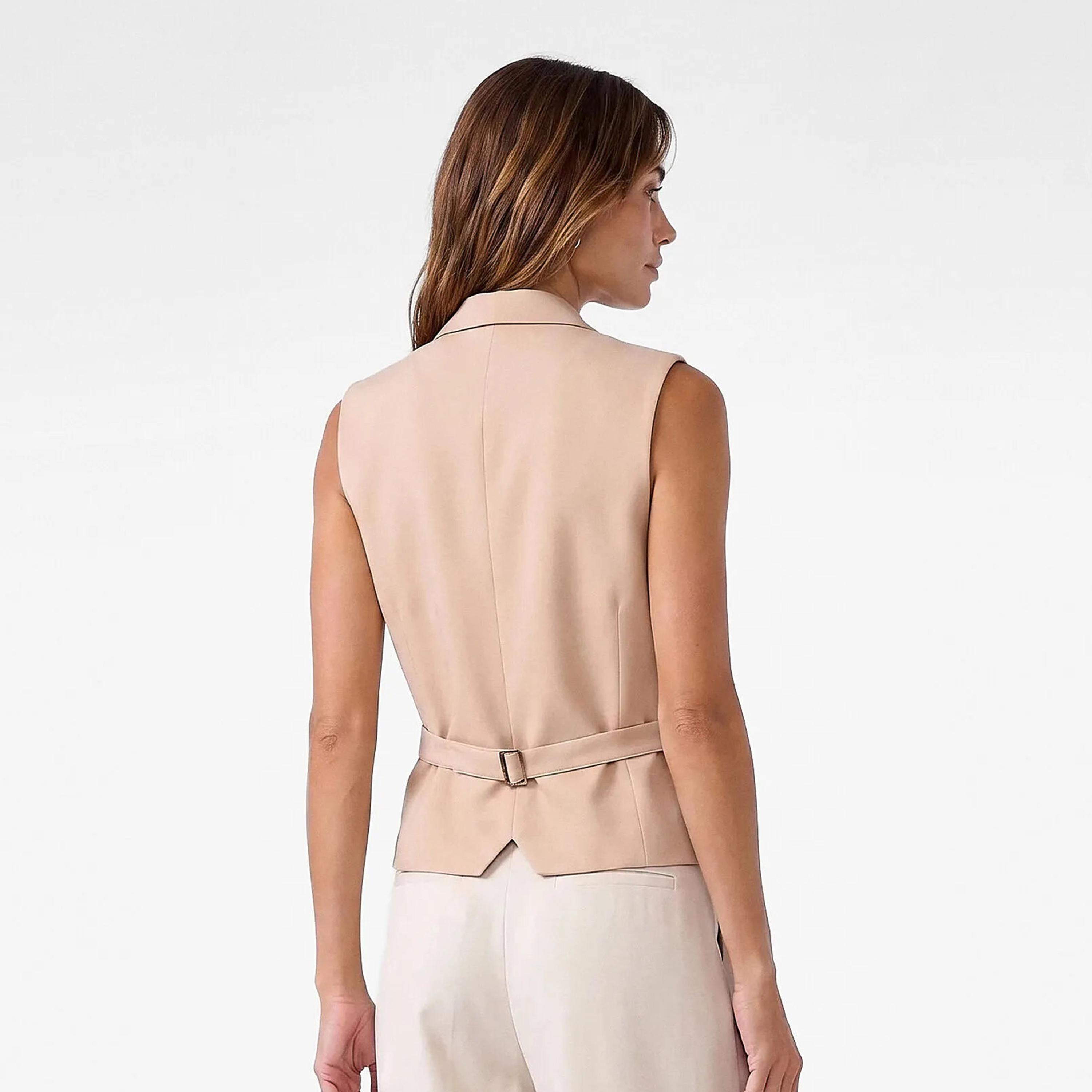 KOTON Beige Lapel Collar Women's Waistcoat-women-winterwear-coatsandjackets-waistcoats-image-4