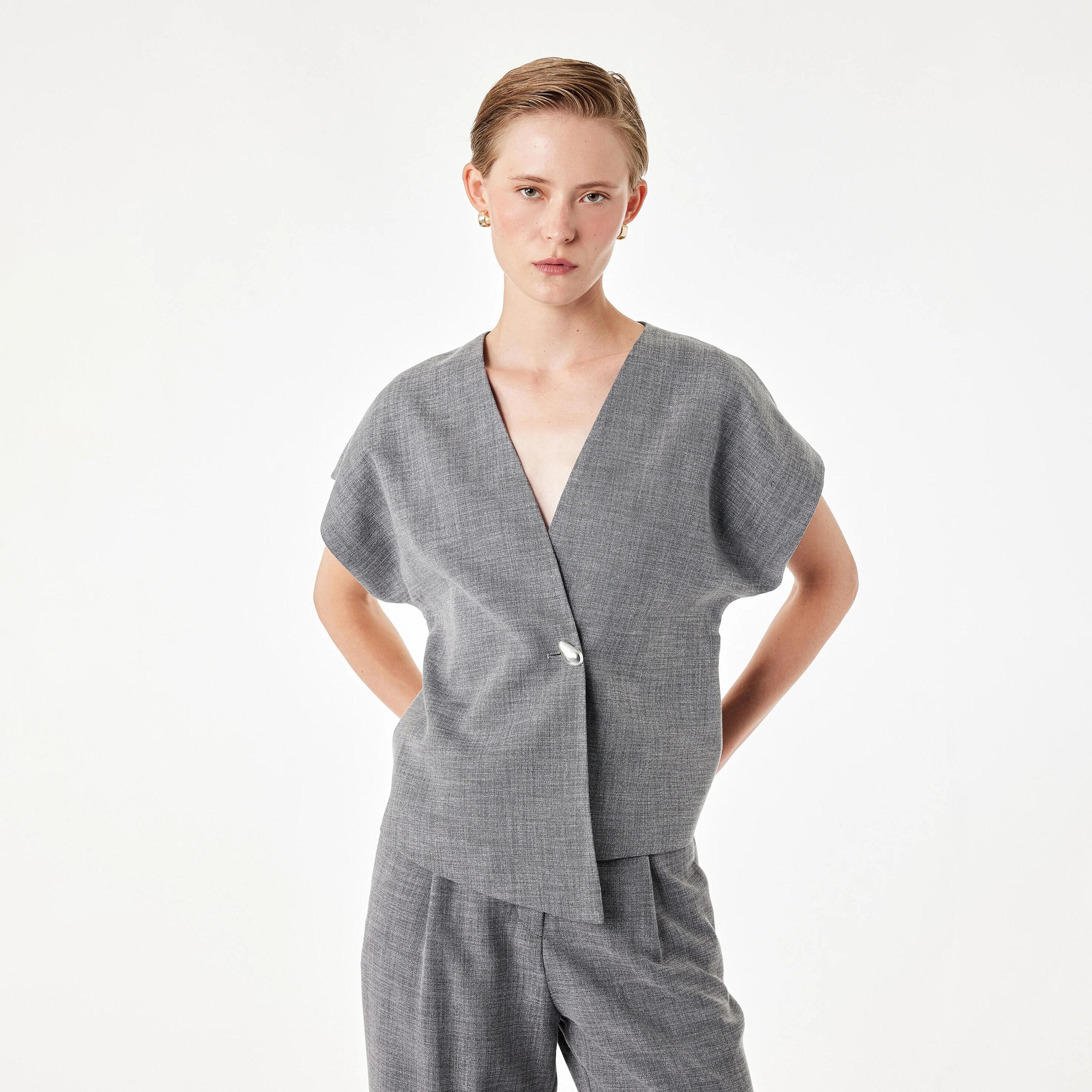 KOTON Grey Heathered Women's Vest Top-women-clothing-shirtsandblouses-blouses-image-1