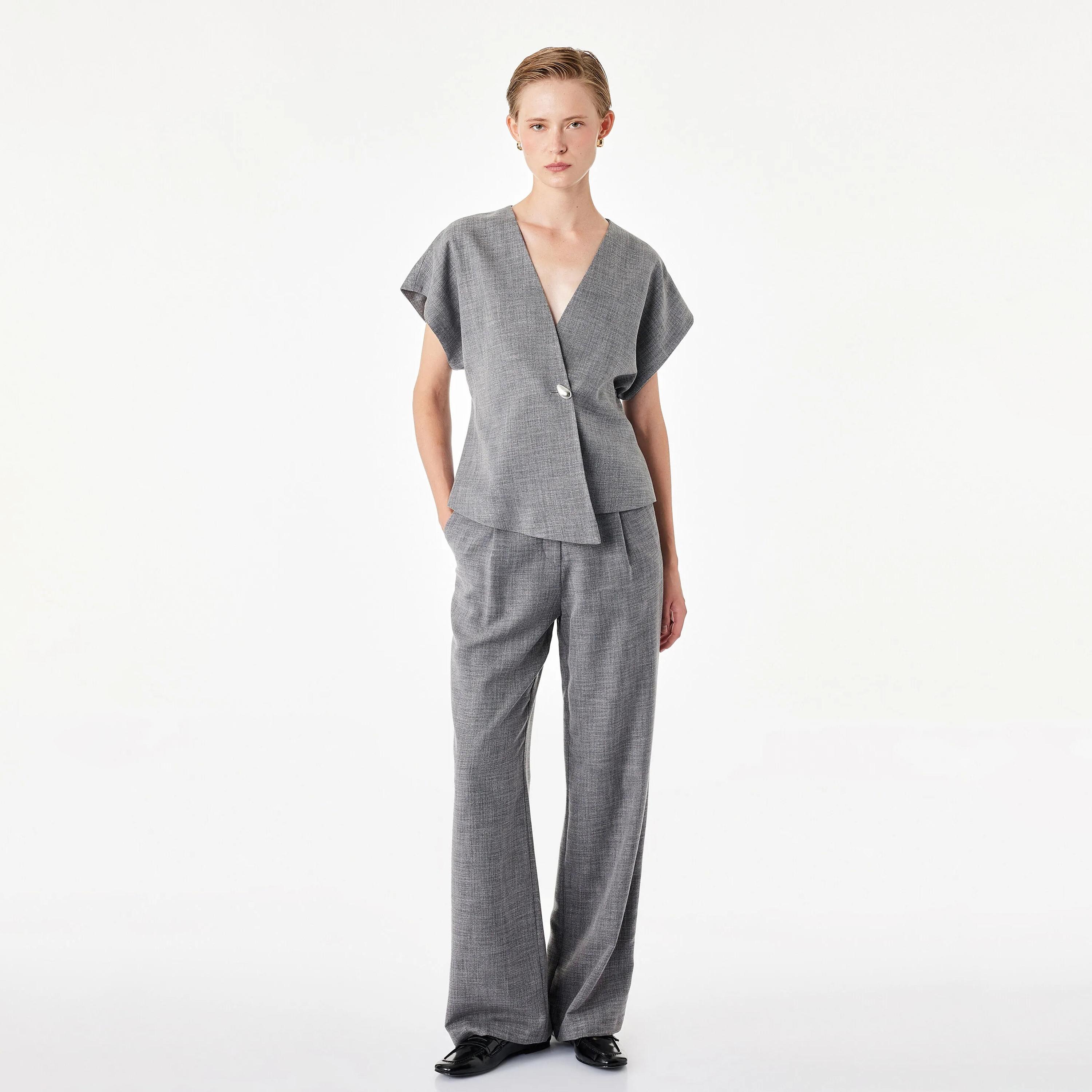 KOTON Grey Heathered Women's Vest Top-women-clothing-shirtsandblouses-blouses-image-2