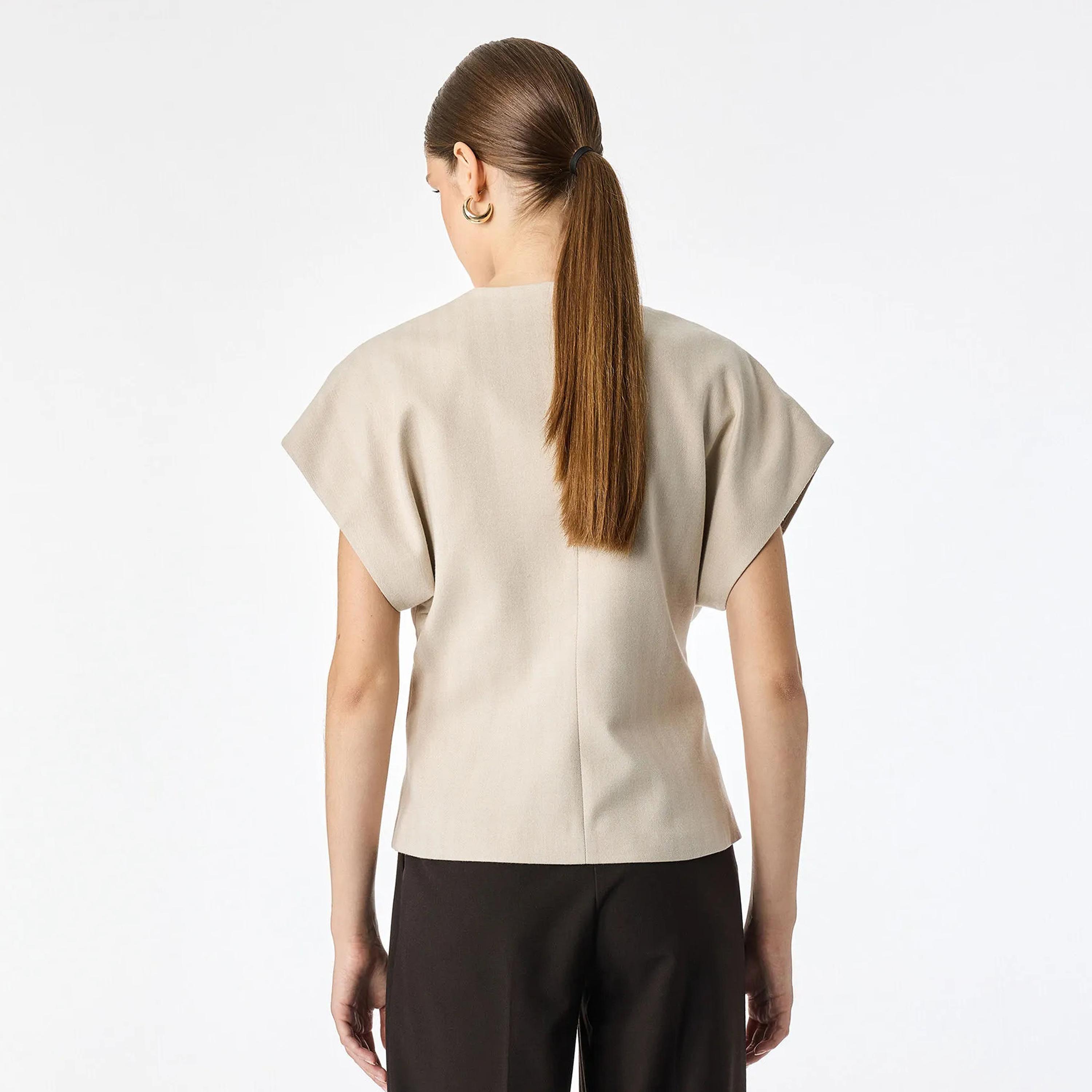 KOTON Beige Herringbone Women's Wrap Vest Top-women-clothing-shirtsandblouses-blouses-image-4