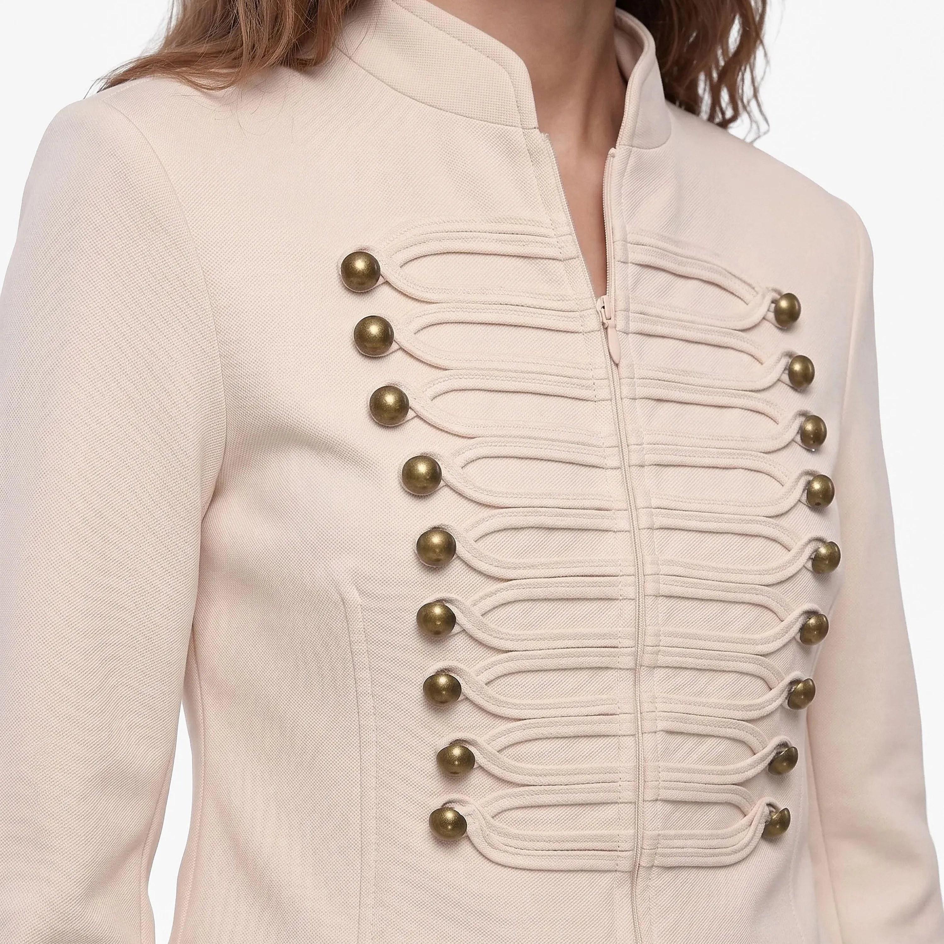 جاكيت حريمي بيج من القطن بياقة ماندرين من كوتون-women-winterwear-coatsandjackets-jackets-image-5