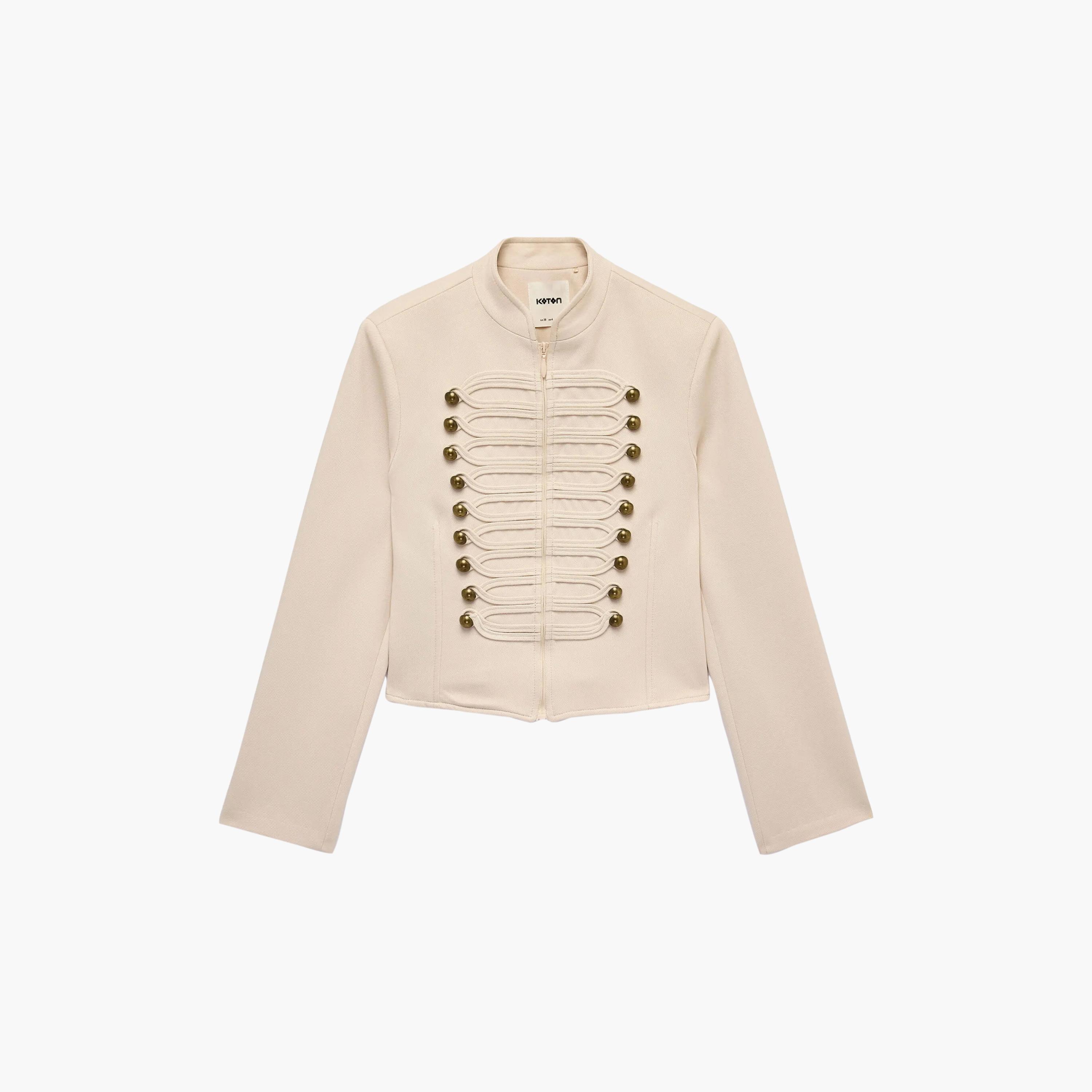 جاكيت حريمي بيج من القطن بياقة ماندرين من كوتون-women-winterwear-coatsandjackets-jackets-image-6