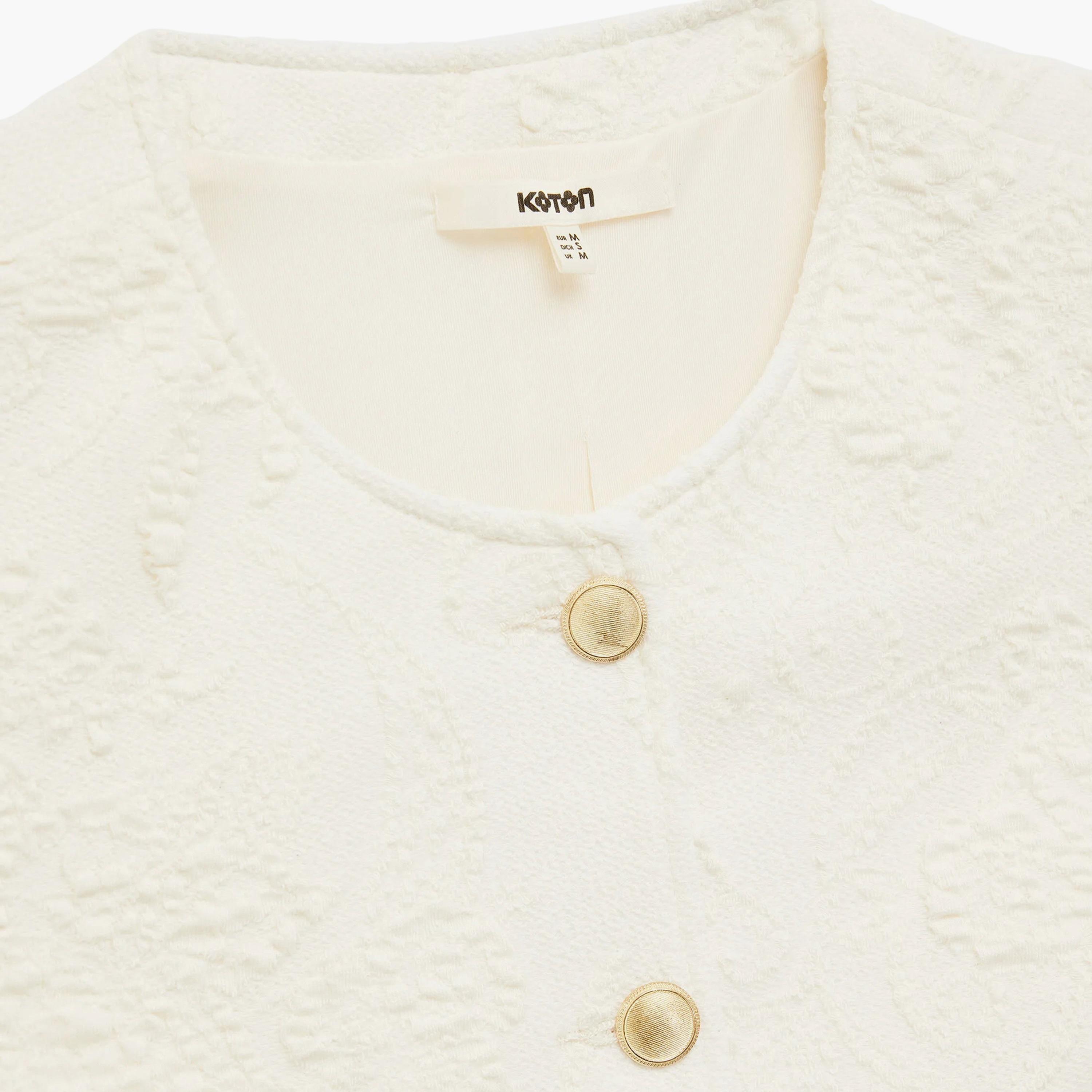 KOTON Beige Textured Women's Vest-women-winterwear-coatsandjackets-waistcoats-image-5