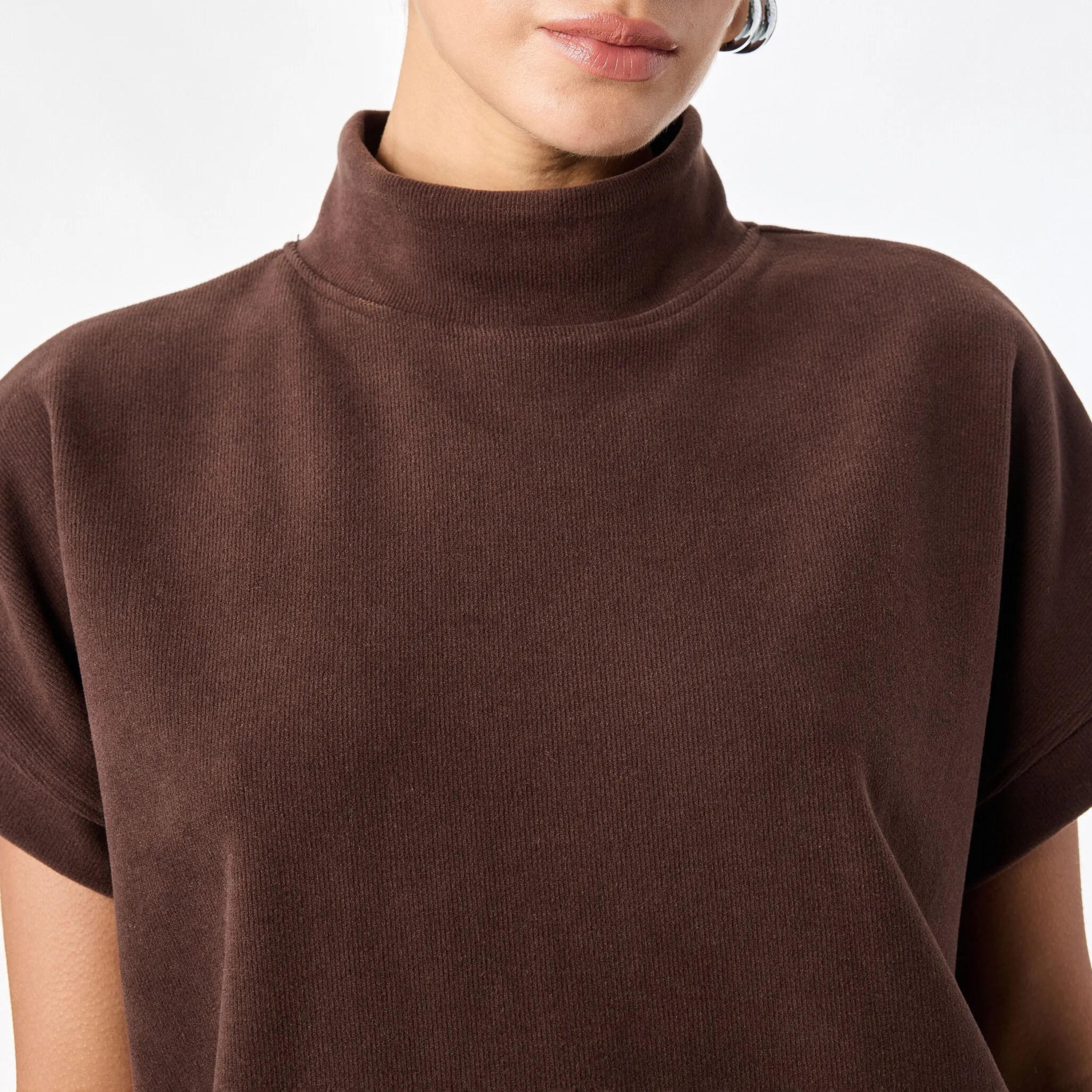 KOTON Lace Trim Cotton Mock Neck Cap Sleeves Women's Sweaters Top-women-clothing-shirtsandblouses-blouses-image-5
