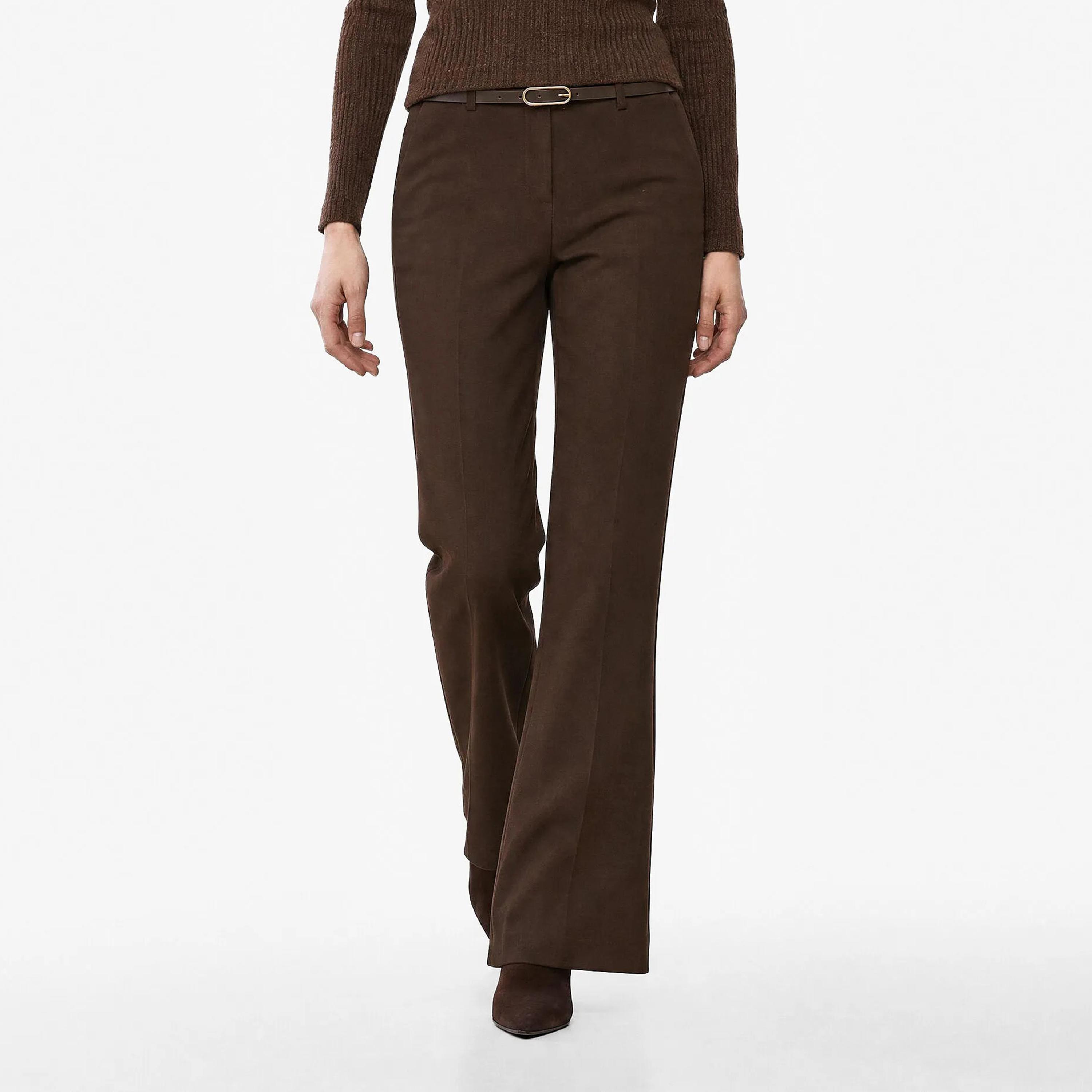 بنطلون حريمي فليرد بلون العنابي من كوتون-women-clothing-trousers-image-1