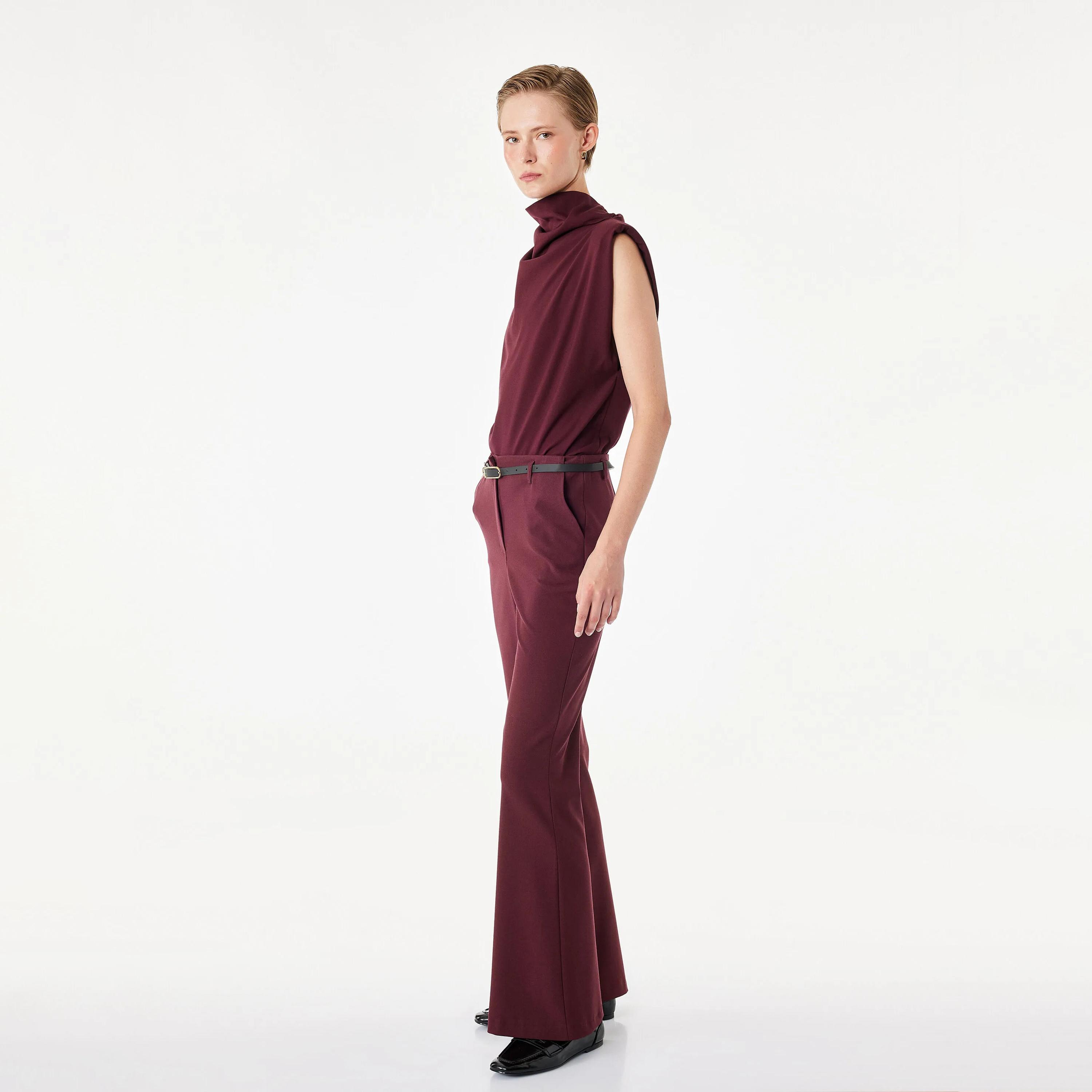 KOTON Burgundy Flared Women's Trousers-women-clothing-trousers-image-2
