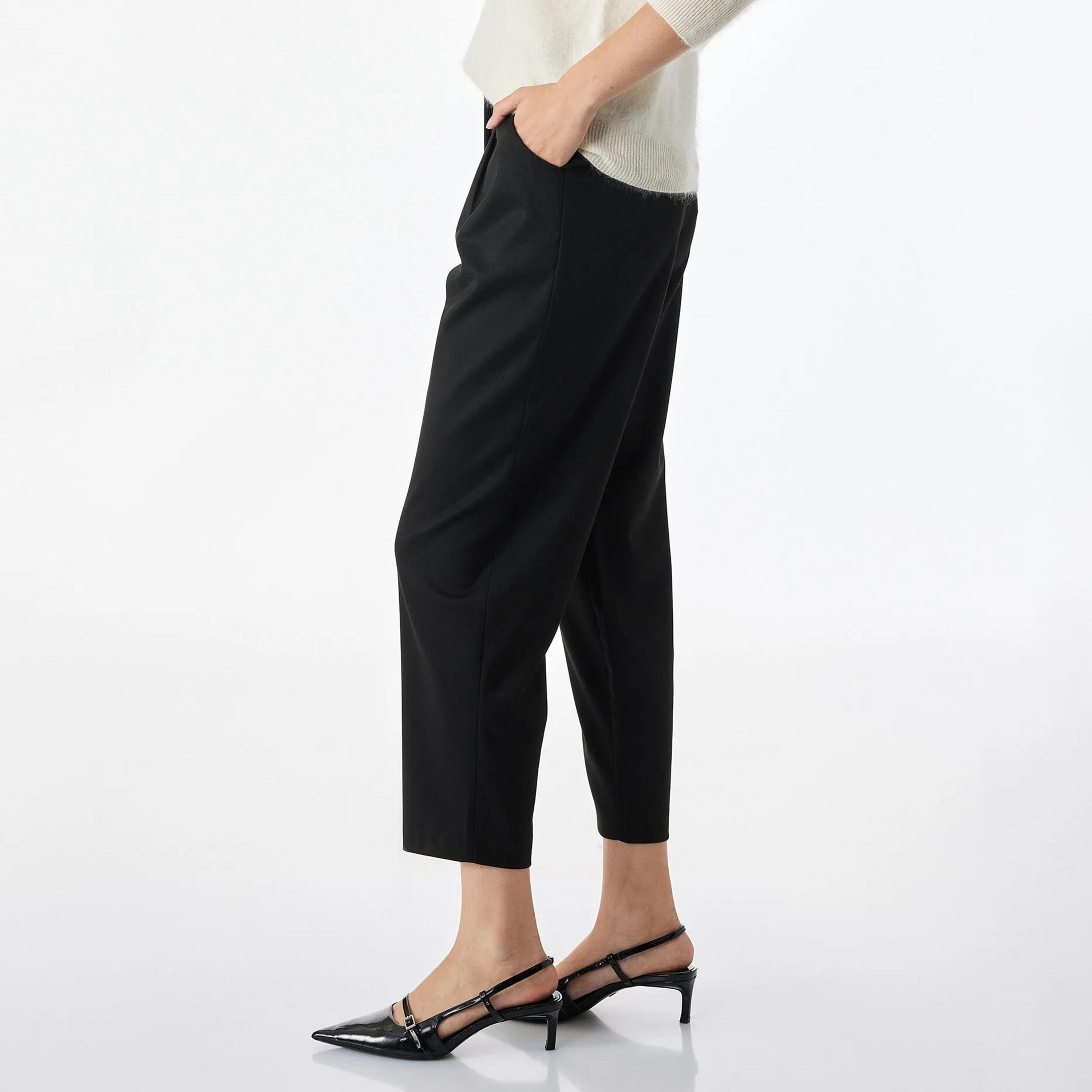 KOTON Black Tapered Women's Trousers-women-clothing-trousers-image-4