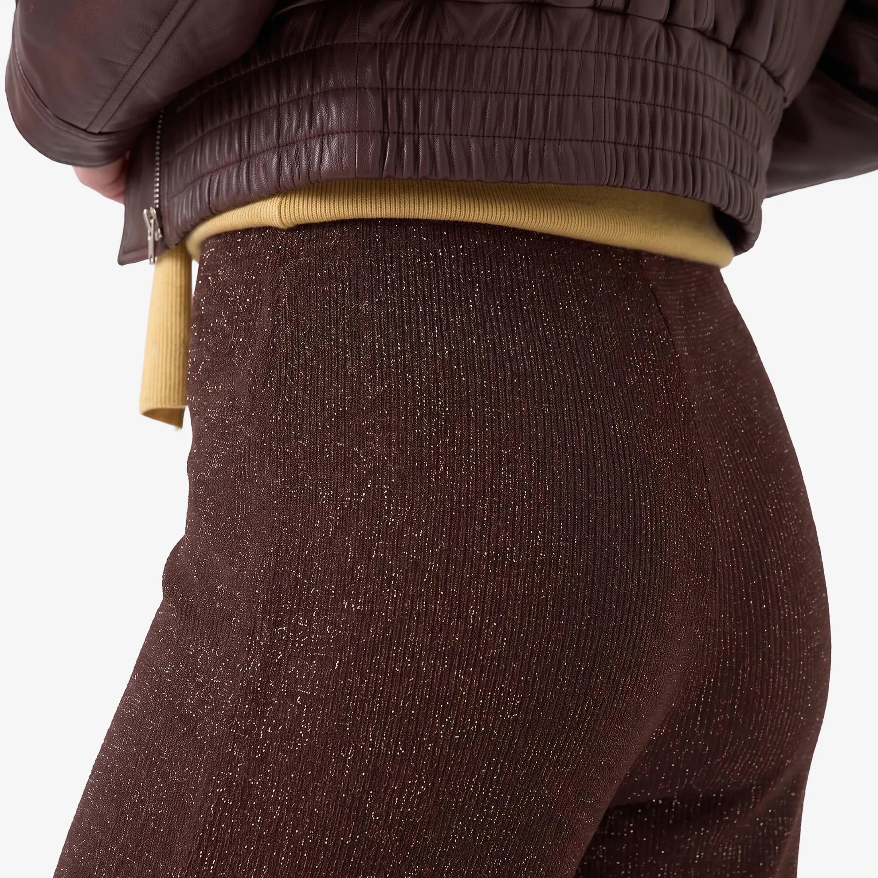 KOTON Brown Textured Cotton Wide Leg Women's Trousers-women-clothing-trousers-image-5
