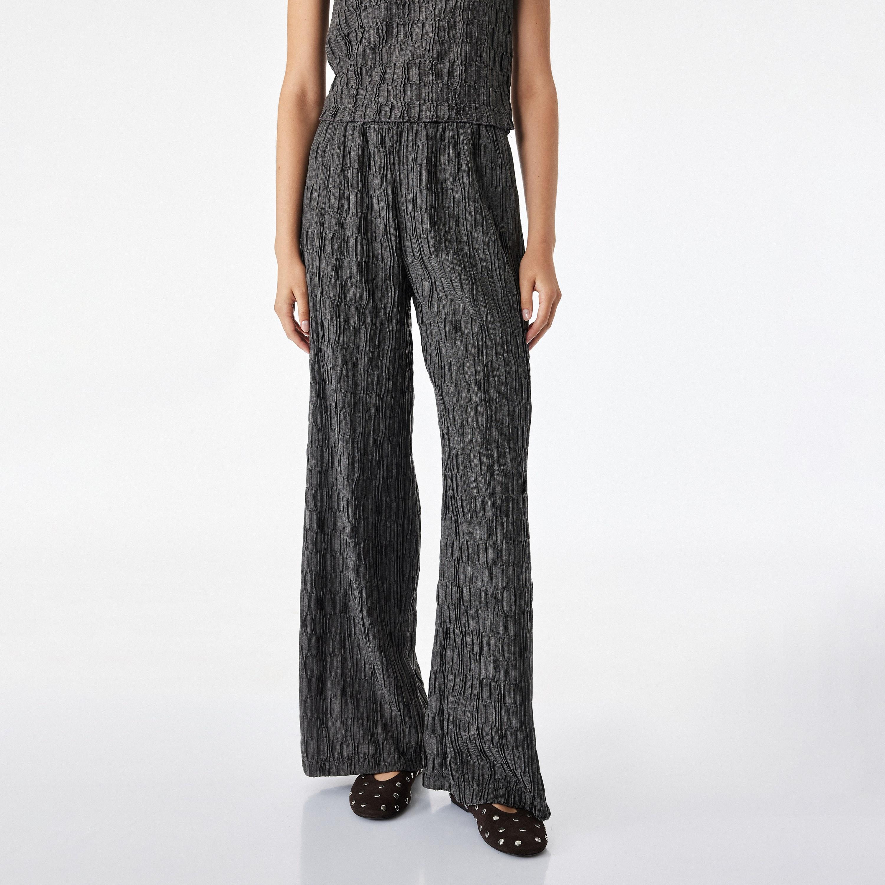 KOTON Crinkled Elasticated Wide Leg Women's Trousers-women-clothing-trousers-image-1