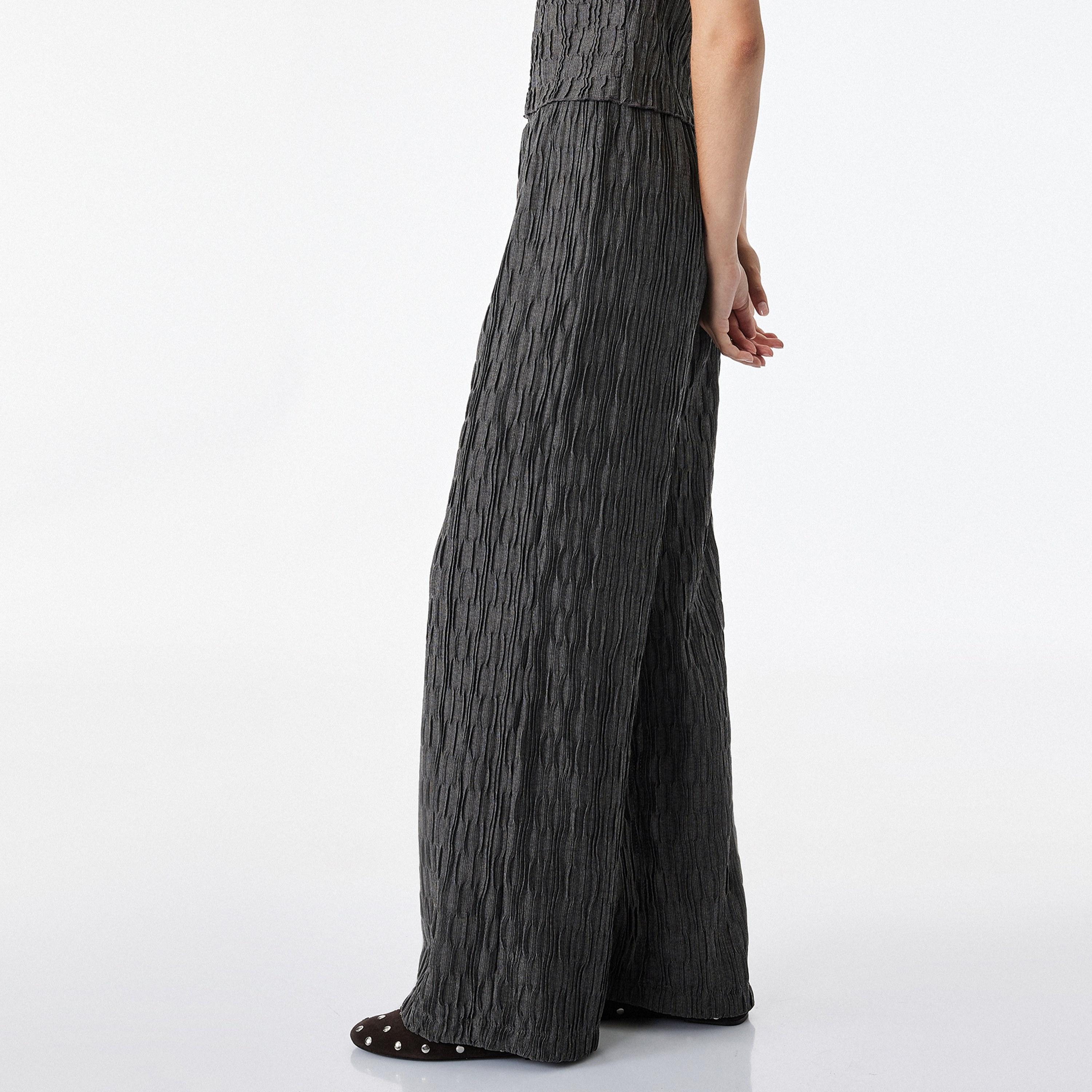 KOTON Crinkled Elasticated Wide Leg Women's Trousers-women-clothing-trousers-image-3
