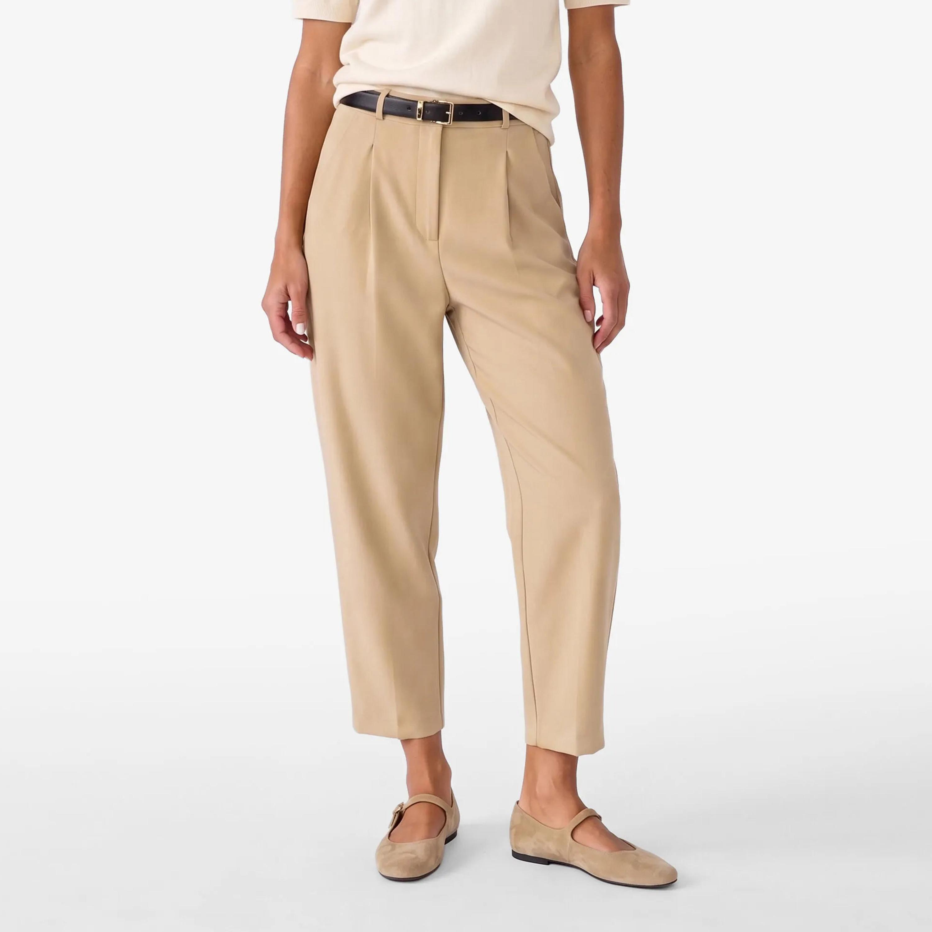 بنطال حريمي بقصة مدببة (تاپرد) وسحاب من كوتون-women-clothing-trousers-image-1