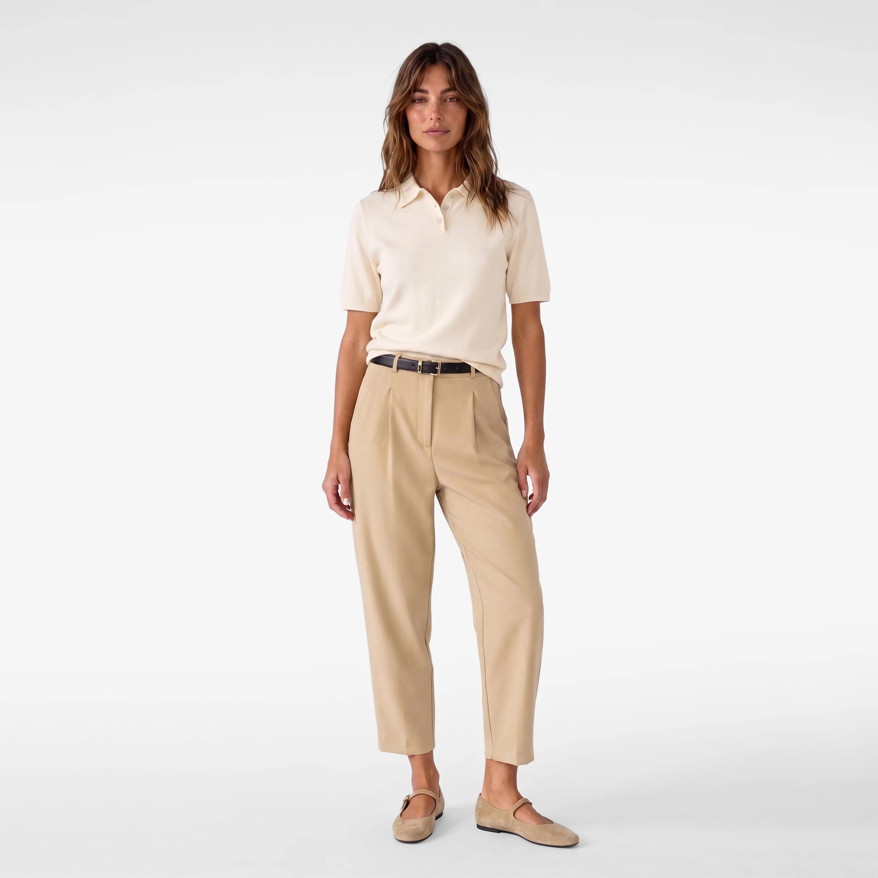 بنطال حريمي بقصة مدببة (تاپرد) وسحاب من كوتون-women-clothing-trousers-image-2